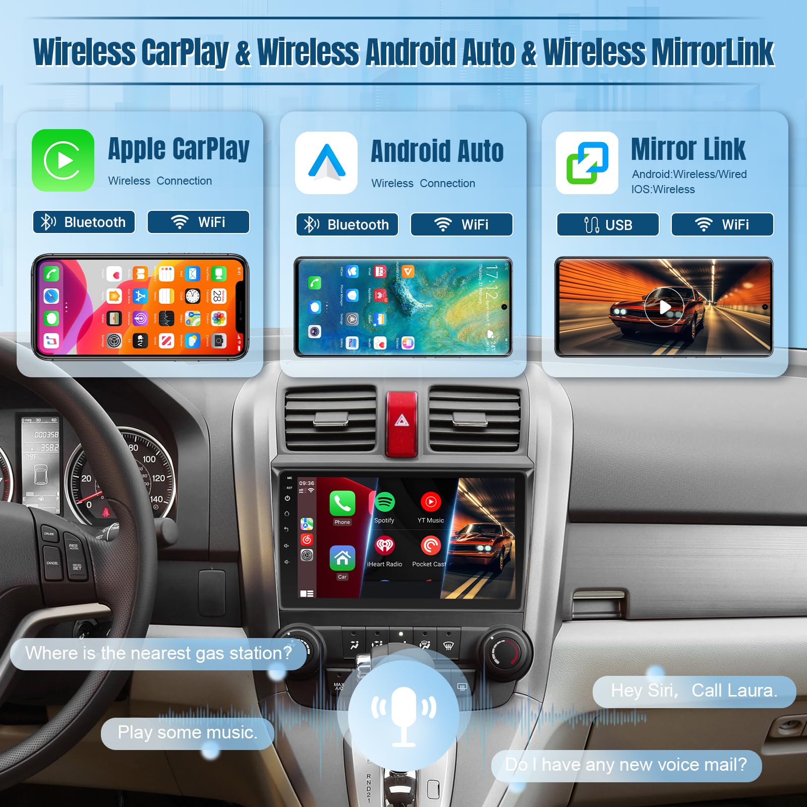 Naifay Android Car Stereo For Honda Crv 2007 2008 2009 2010 2011 Radio, 9Inch Touch Screen For Crv Radio With Carplay Android Au