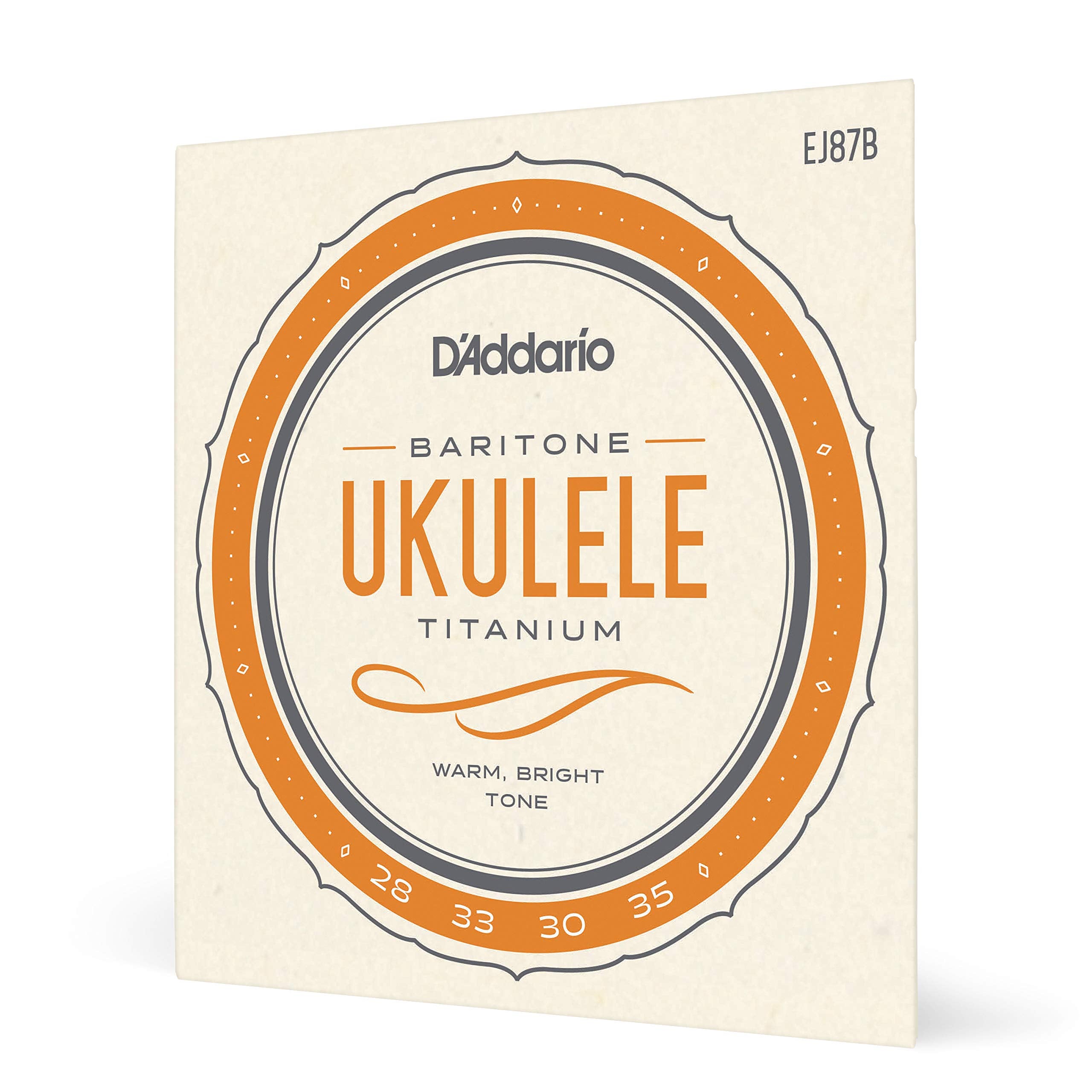 D'Addario Baritone Ukulele Strings, Titanium, Ej87B, 4 String Set, Pack Of 1