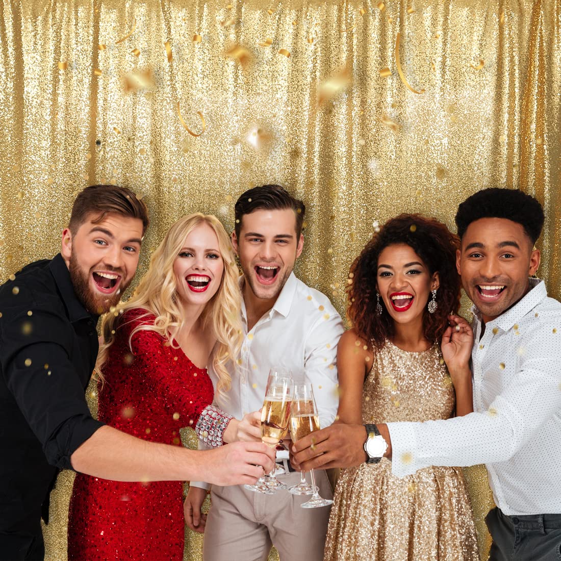 Partydelight Sequin Backdrop Sparkly Gold 10Ft X 10Ft Photograph Back Drop Wedding Curtain Special Events