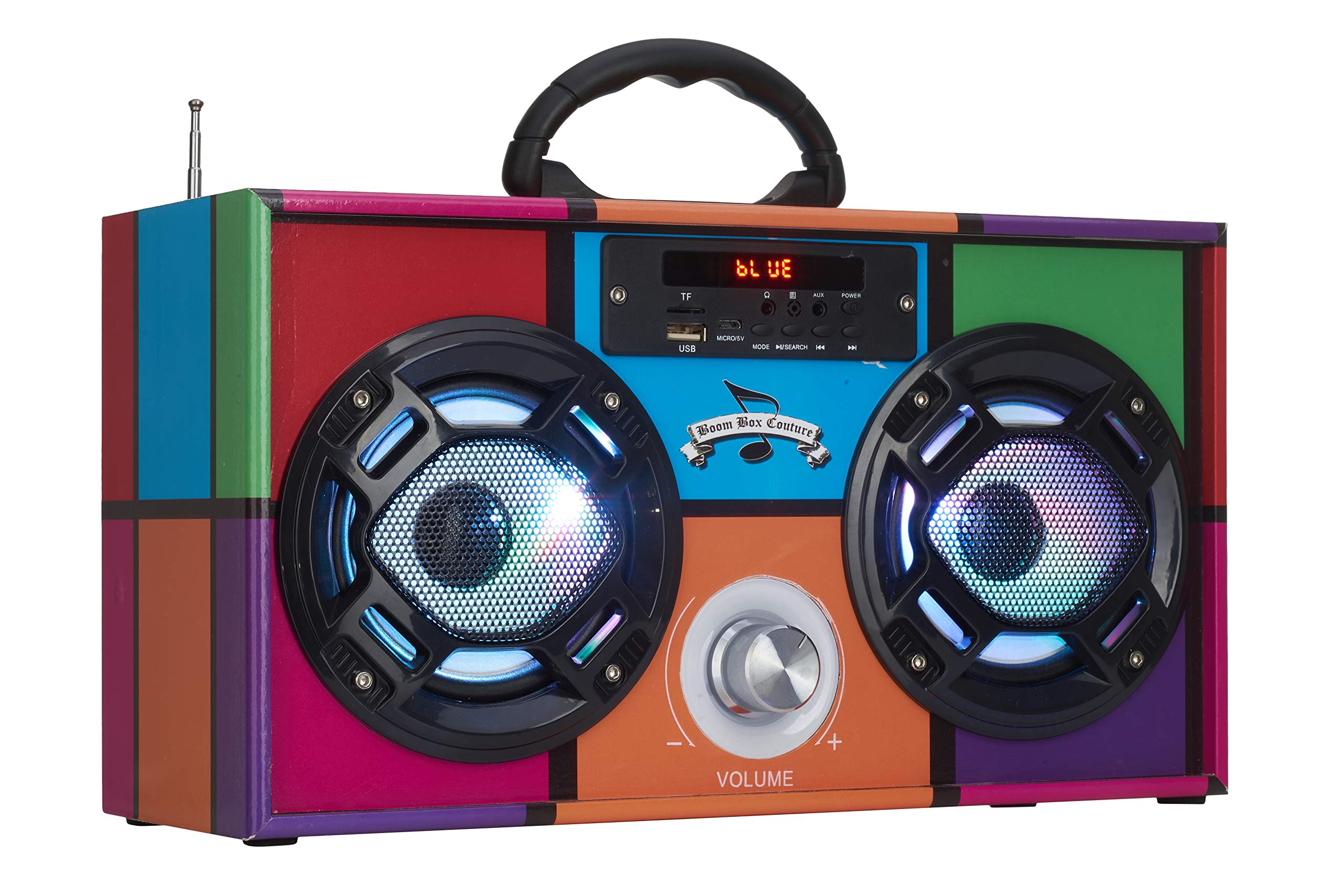 Wireless Express   Mini Boombox With Led Speakers � Retro Bluetooth Speaker W/Enhanced Fm Radio   Perfect For Home And Outdoor (Retro)