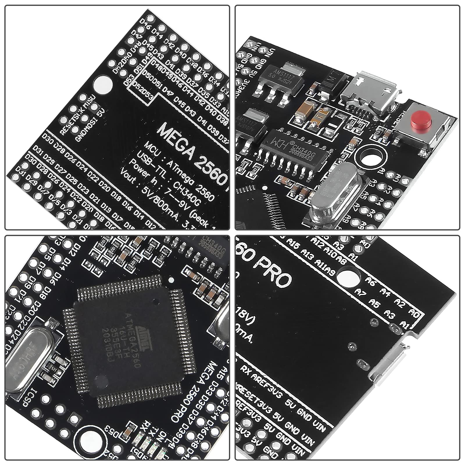 Alinan 3Pcs Atmega 2560 Pro Embed Ch340G/Atmega2560 16Au Pro Mega Module With Male Pinheader Compatible With Mega2560
