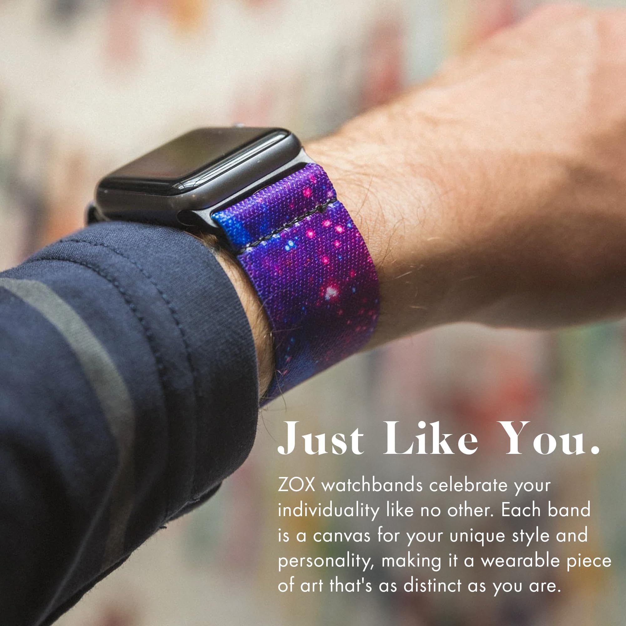Zox Android Smart Watch Band - Fighter | Soft, Adjustable Elastic Band With Motivational Affirmations And Beautiful Artwork - Gi