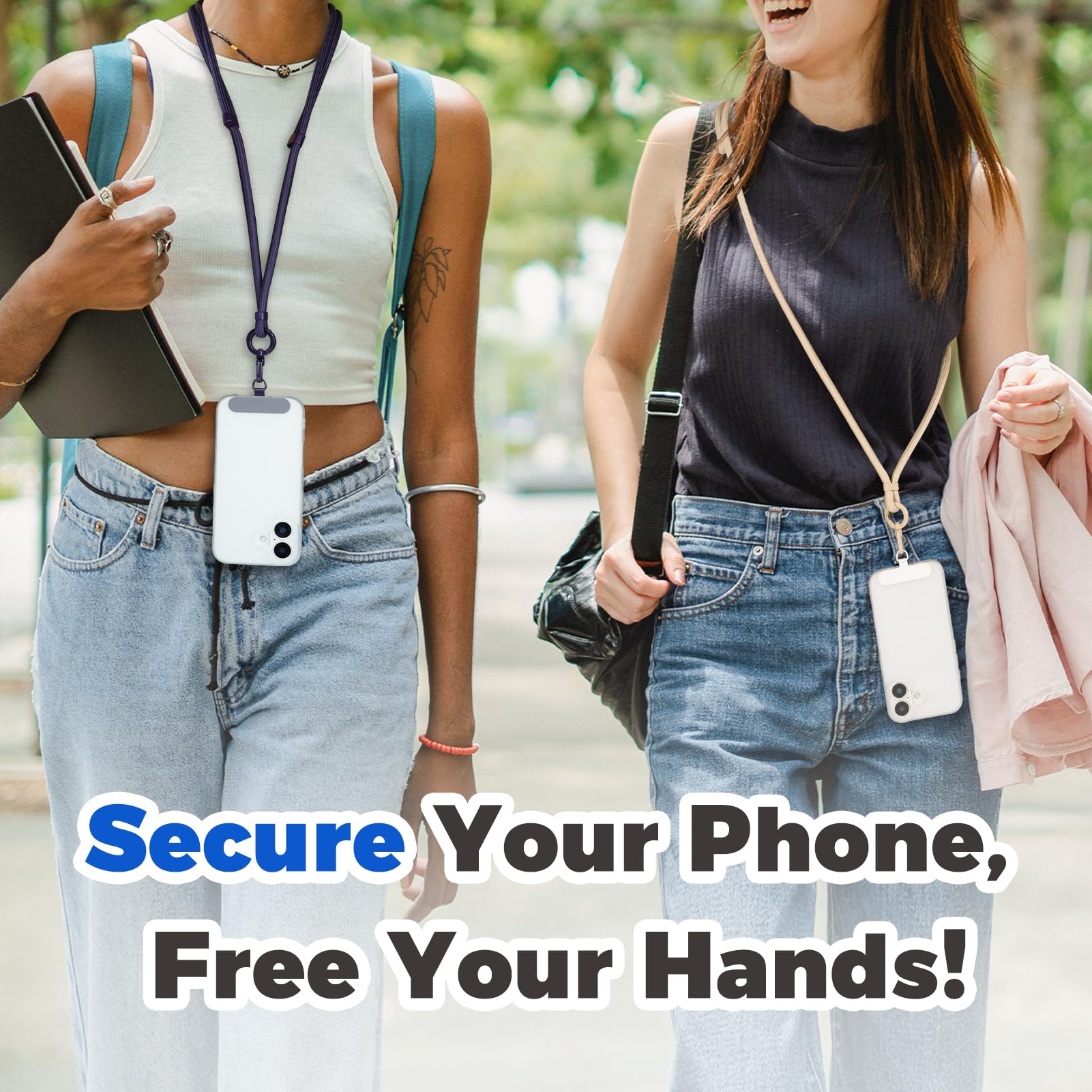 Moyad Crossbody Phone Lanyard, Anti-Theft Cell Phone Strap With 2 Pack Tether Tab For Iphone & Android Cellphones, Universal Adj