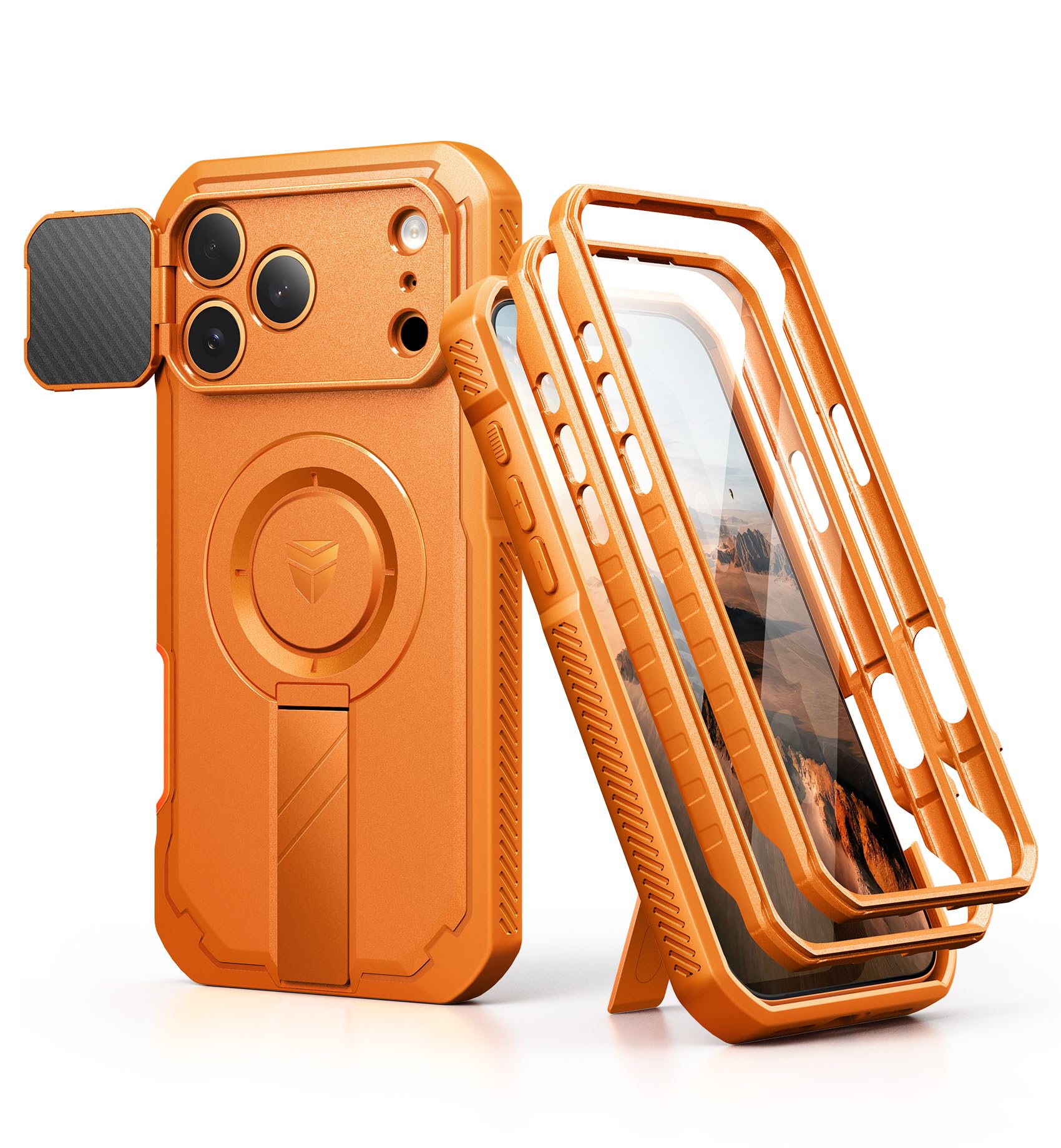 Dexnor for iPhone 17 Pro Max Case, [2 Front Frame & Built-in Flip Camera Cover & Kickstand], Compatible with MagSafe, Heavy-Duty