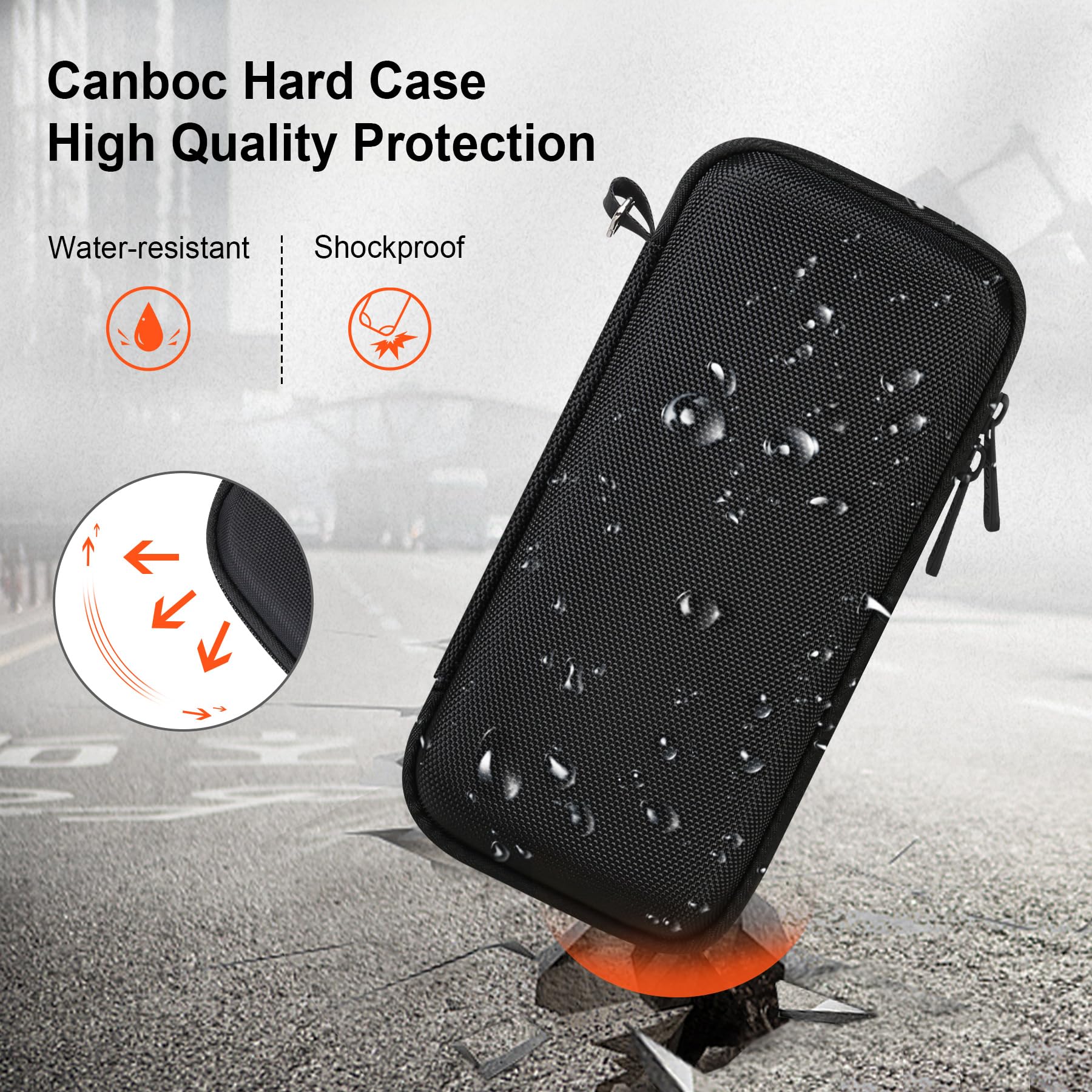 Canboc Hard Case For Garmin Xero C1 Pro Compact Chronograph, Mesh Pocket Fit Cable, Charger, Power Bank, Black+Black (Case Only)