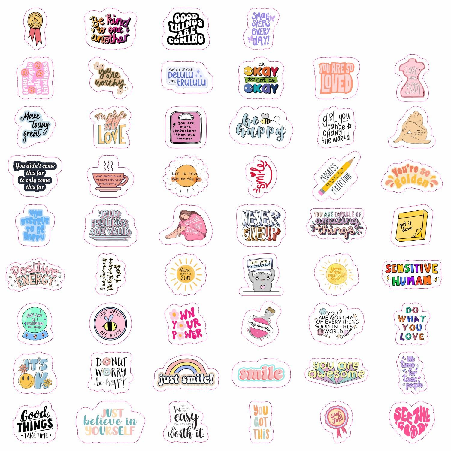 100Pcs Self Care Stickers For Water Bottle And Laptop   Self Care Party Favors & Decorations, Waterproof Vinyl Decals, Wellness