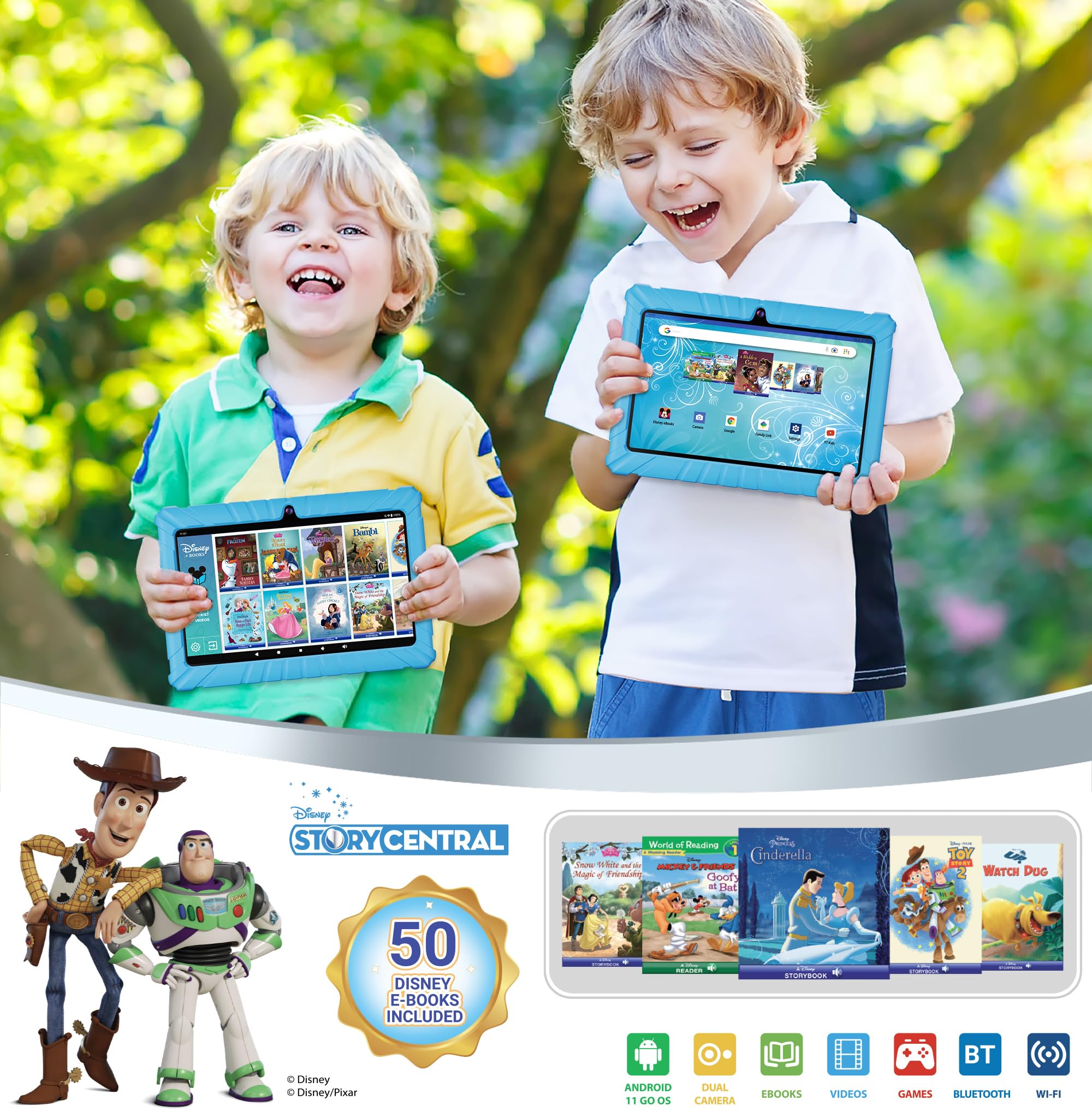 Contixo Kids Tablet V8, 7-Inch Hd, Ages 3-7, Toddler Tablet With Camera, Includes 50+ Disney Storybooks, Android, Light Blue