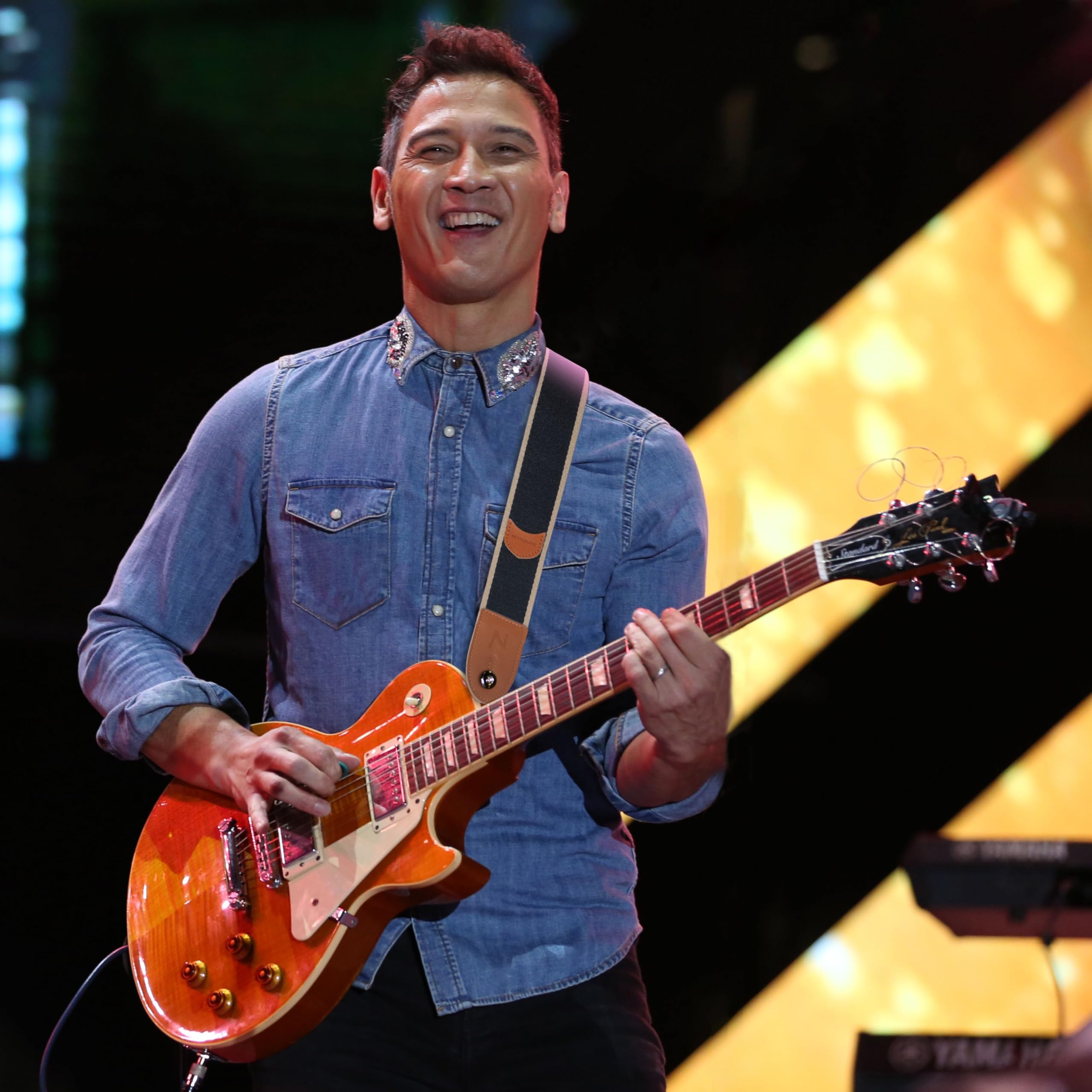 Nefelibata Guitar Strap, Cotton Full Grain Leather Ends Guitar Straps With Pick Pocket For Bass, Electric & Acoustic Guitar, Com