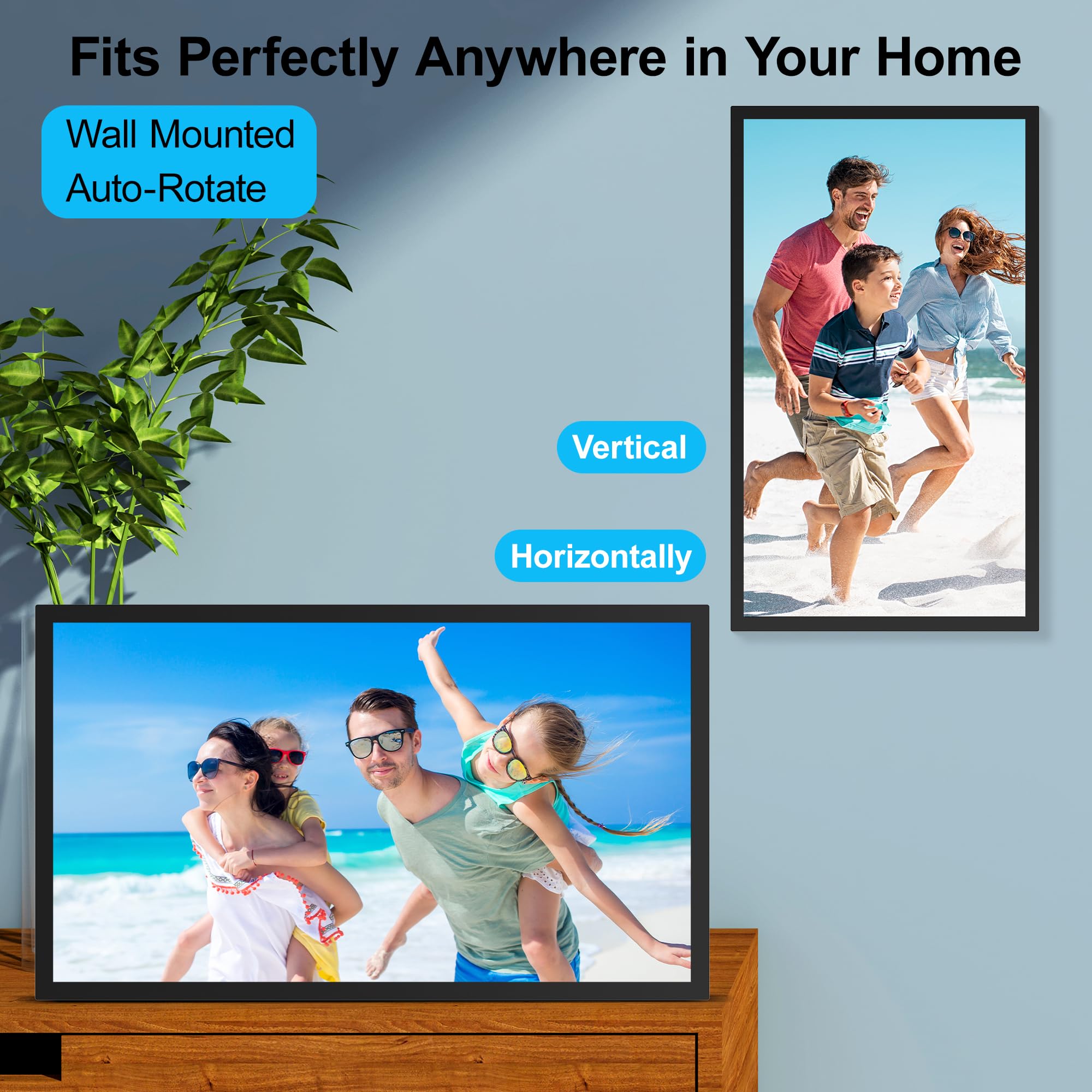 Smart Digital Picture Frame Large Digital Photo Frame   21.5 Inch App Frames 1920X1080 Ips Screen, 32Gb, Remote Control, Synchro