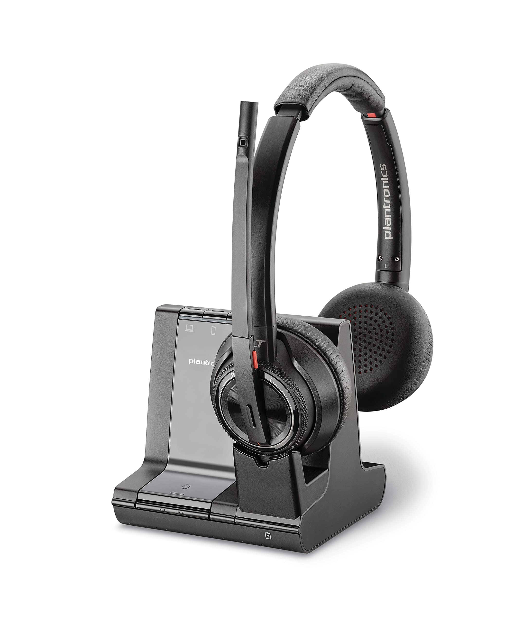 Plantronics   Savi 8220 Office Wireless Dect Headset (Poly)   Dual Ear (Stereo)   Compatible To Connect To Pc/Mac Or To Cell Pho
