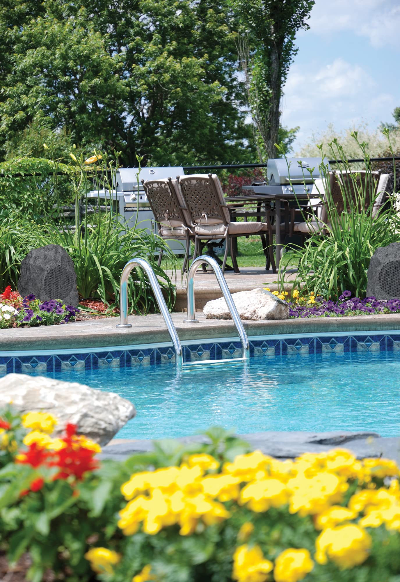 Ilive Outdoor Rock Speaker Pair   Wireless Waterproof Bluetooth Speakers For Patio, Garden, Built For All Seasons With Rechargea