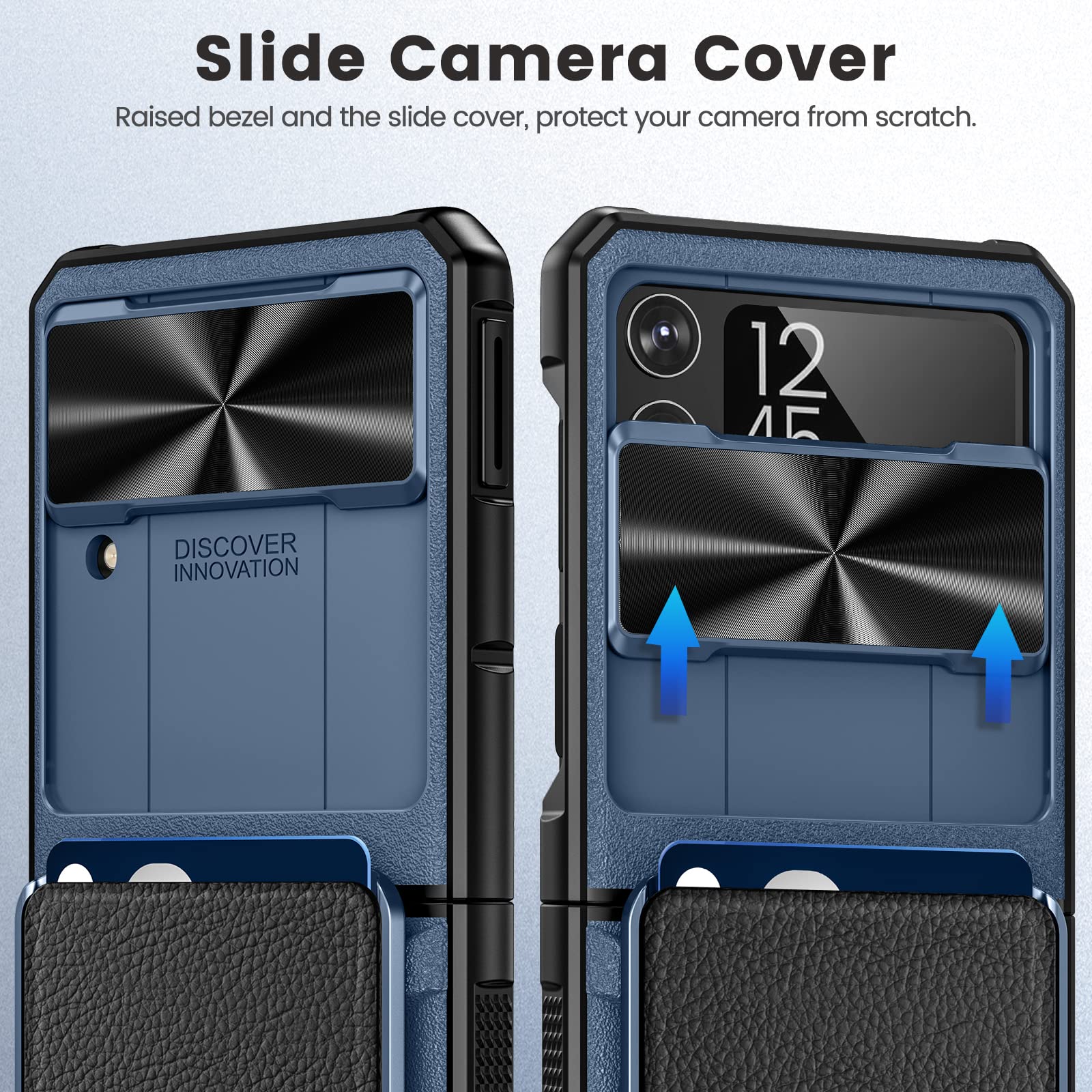 Caka For Samsung Flip 4 Case, Galaxy Z Flip 4 Case Wallet With Card Holder Camera Cover & Hinge Protection Magnetic Leather Cove