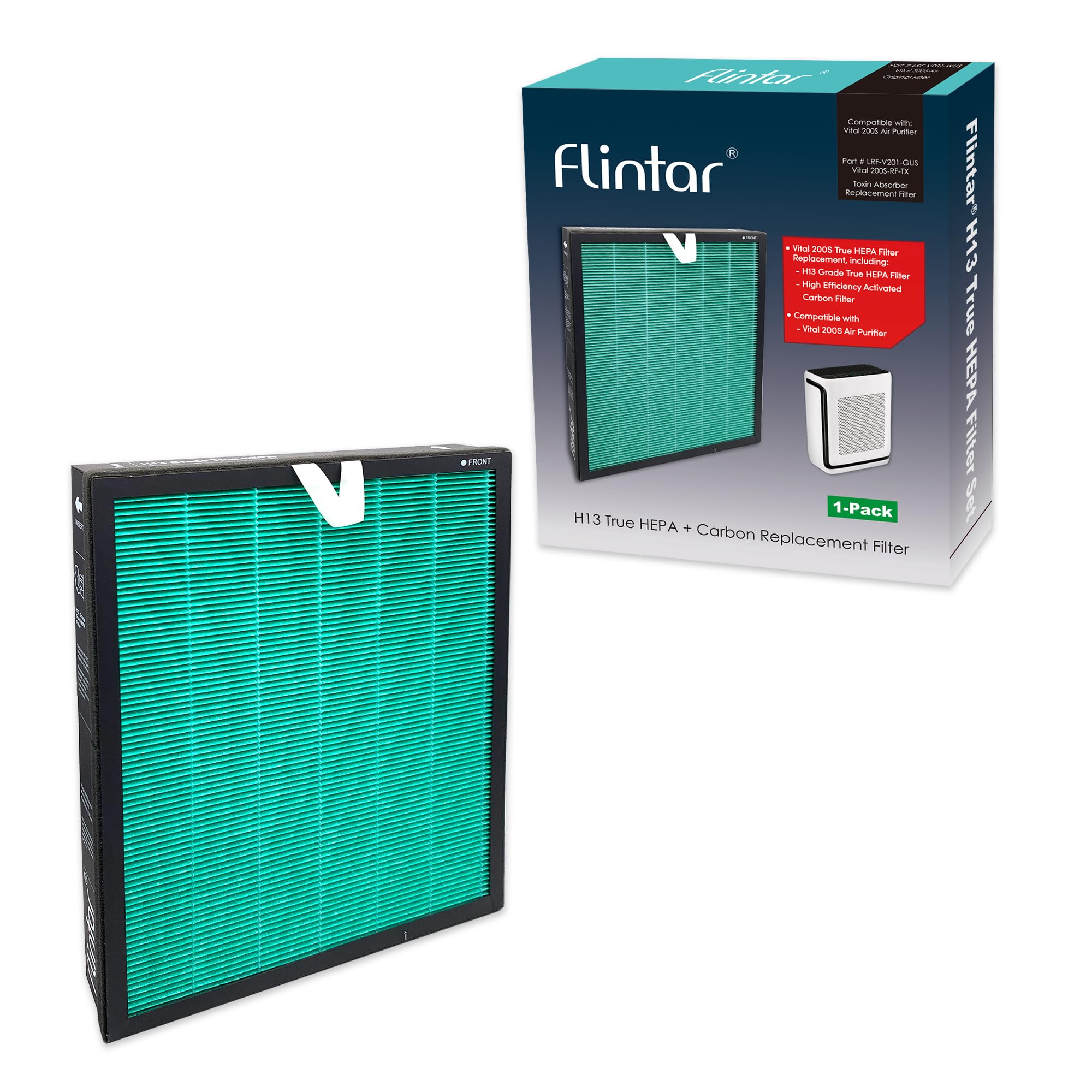 Flintar Vital 200S Toxin/Smoke Absorber Replacement Filter, Compatible With Levoit Vital 200S Air Purifier, H13 True Hepa + Acti