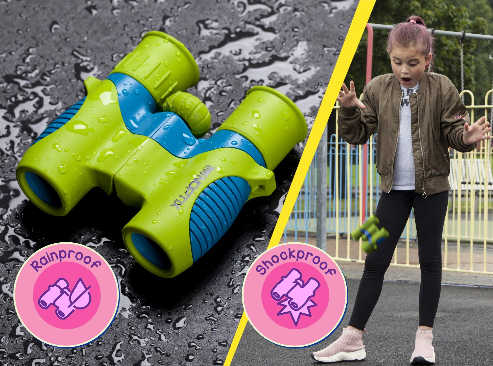 Kids Binoculars Girls Or Boys Real Binoculars In Green Blue   Binoculars For Toddlers Up To Kids Age 14   Includes Sticker Book