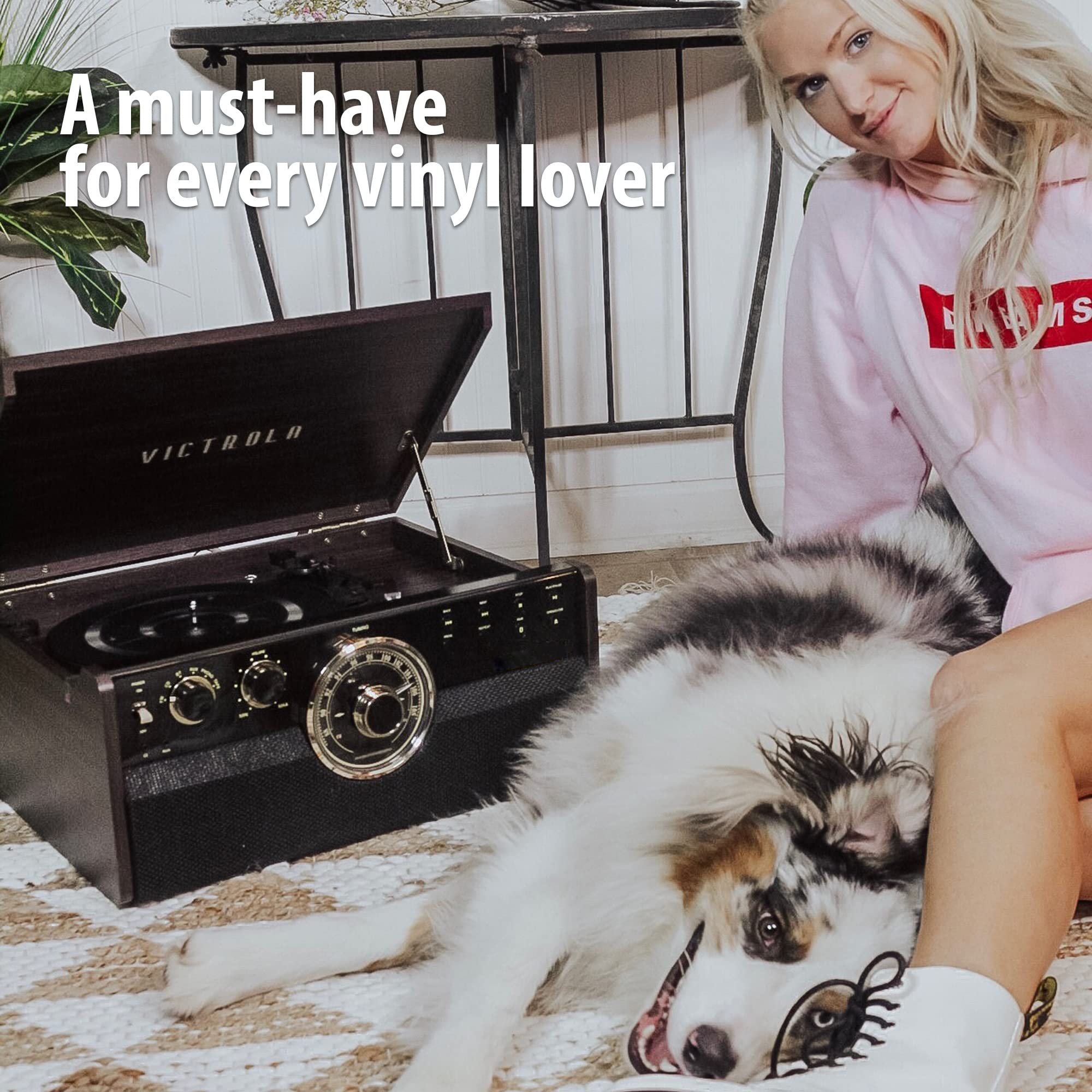 Victrola Mid Century 6 In 1 Bluetooth Record Player & Multimedia Center With Built In Speakers   3 Speed Turntable, Cd & Cassett