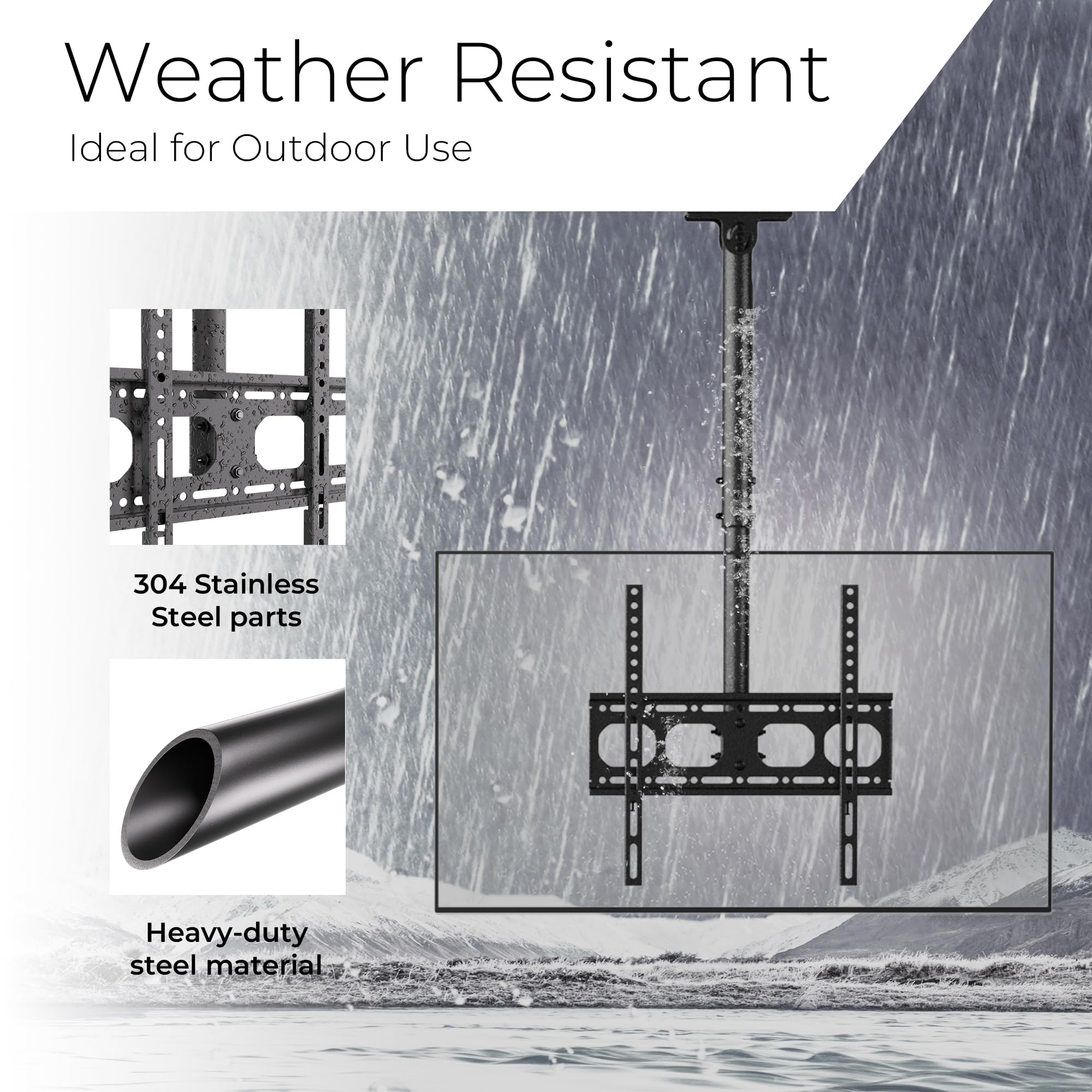 Ezise Ceiling Tv Wall Mount Bracket Fits Most 24 To 65 Inch Flat/Curved Tvs, Height Adjustable Full Motion Hanging Tv Mount Hold