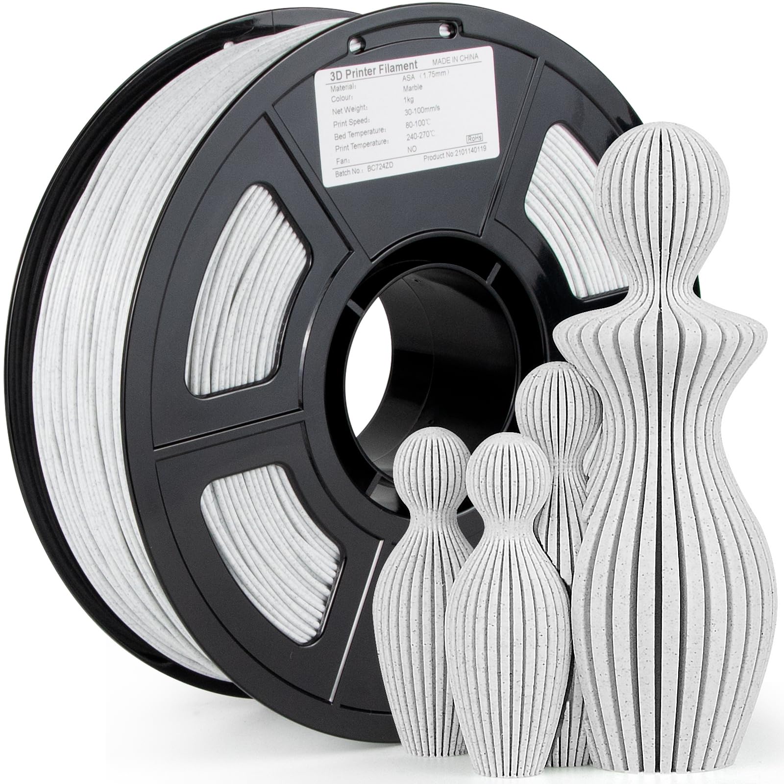 Isanmate Asa Filament 1.75Mm Marble 1Kg, Uv & Weather Resistant 3D Printer Filament Perfect For Outdoor Functional Parts, Dimens