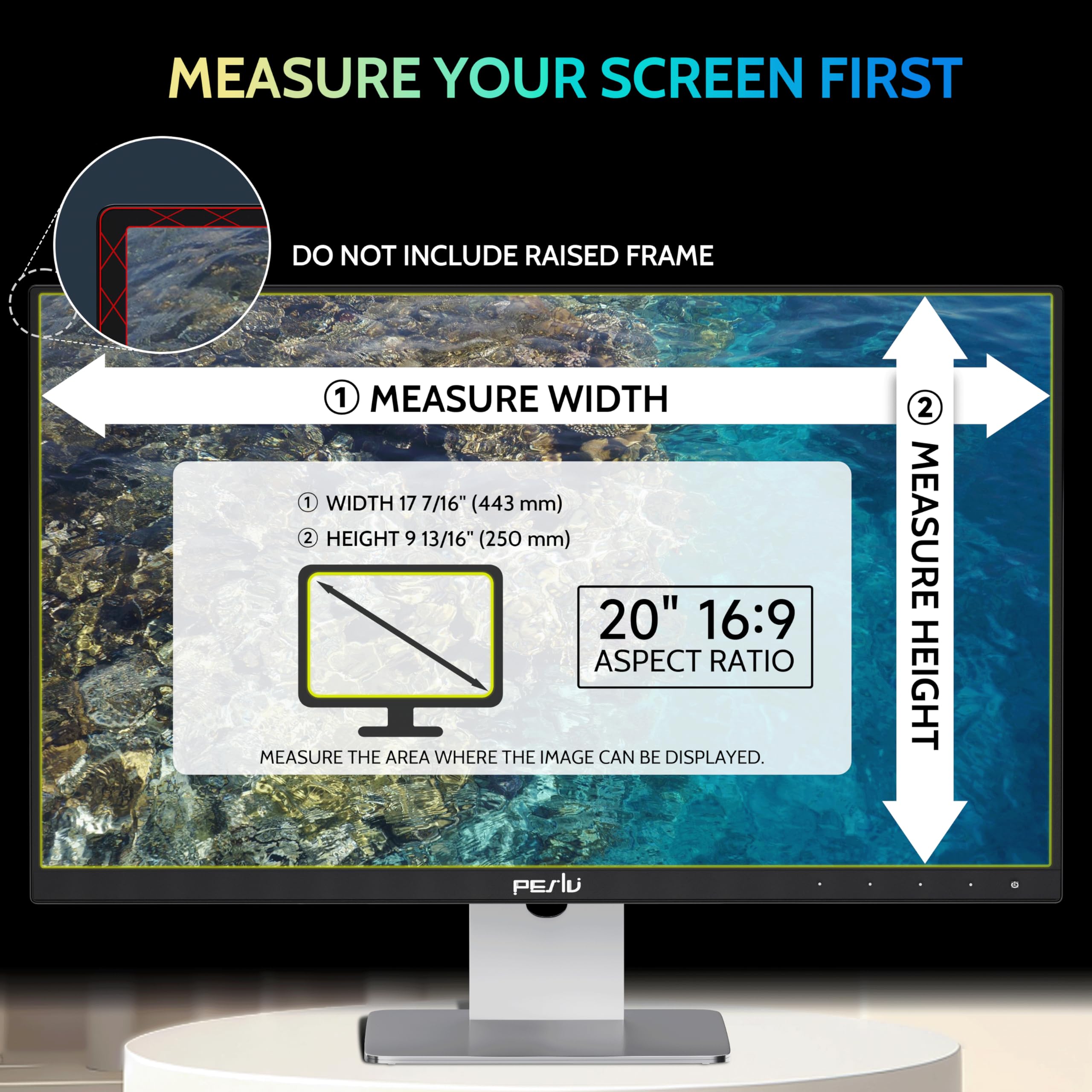 Peslv 2 Pack 20 Inch 16:9 Computer Privacy Screen For Widescreen Monitor, 20Inch Removable Anti Blue Light Glare Eye Protection