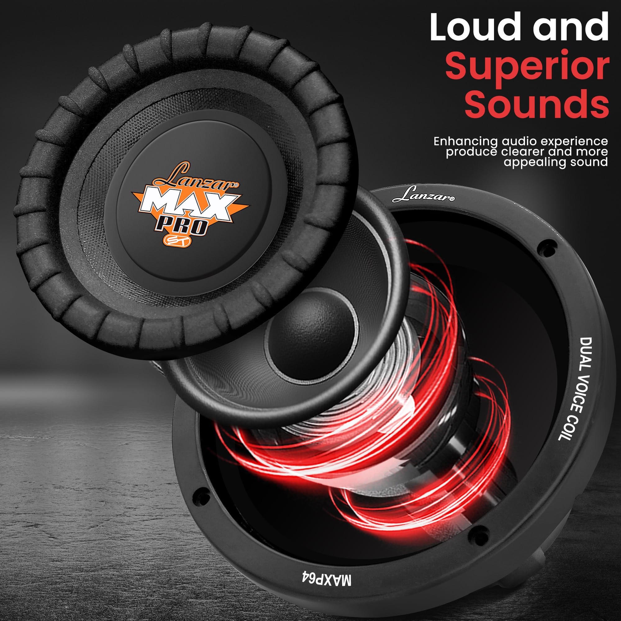 Lanzar 6.5? Car Subwoofer Speaker   Black Non Pressed Paper Cone, Aluminum Voice Coil, 4 Ohm Impedance, 600 Watt Power And Foam