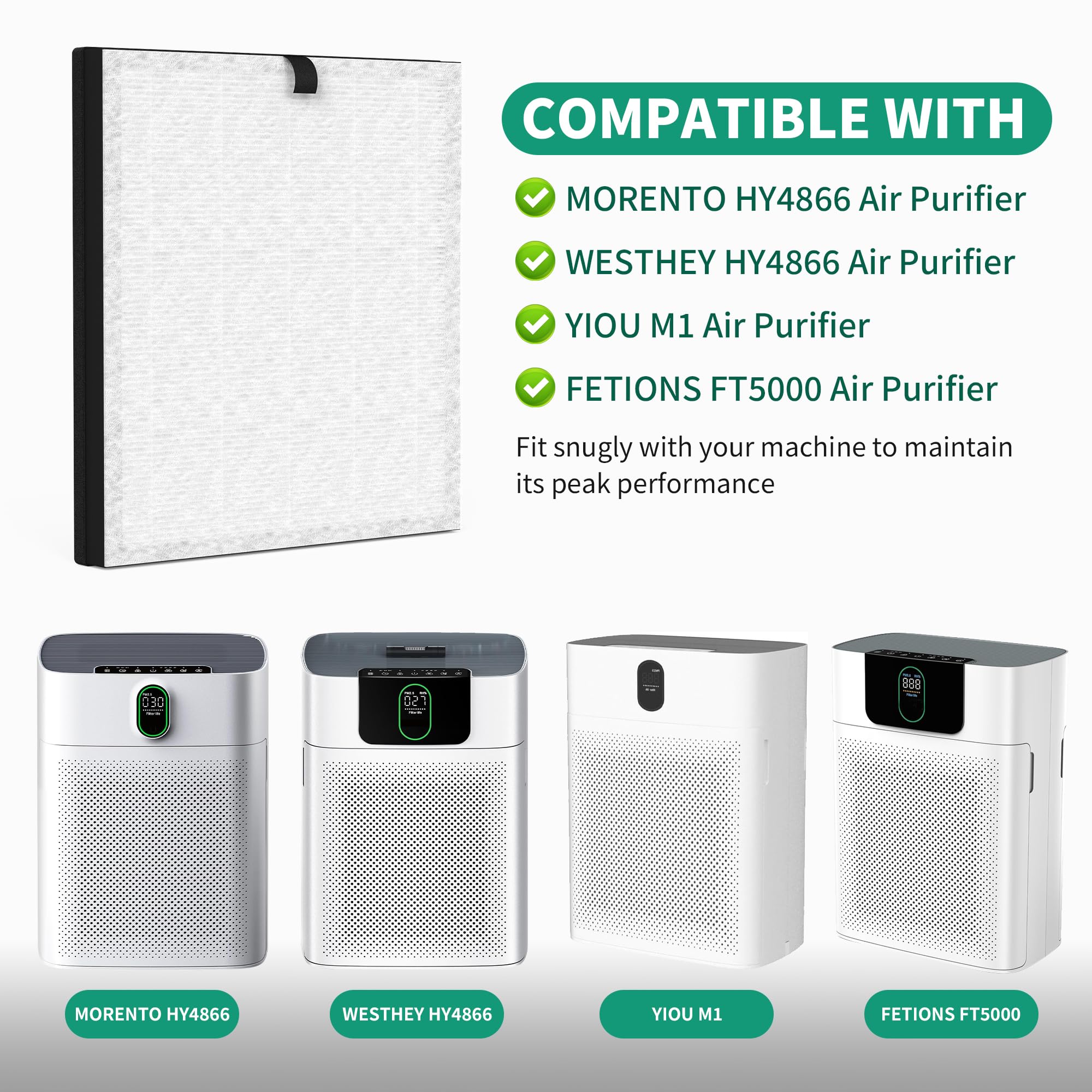 Xbww 4 Packs Enhanced Version Hy4866 Replacment Filters Compatible With Morento Hy4866, Westhey Hy4866, Yiou M1 And Fetions Ft50