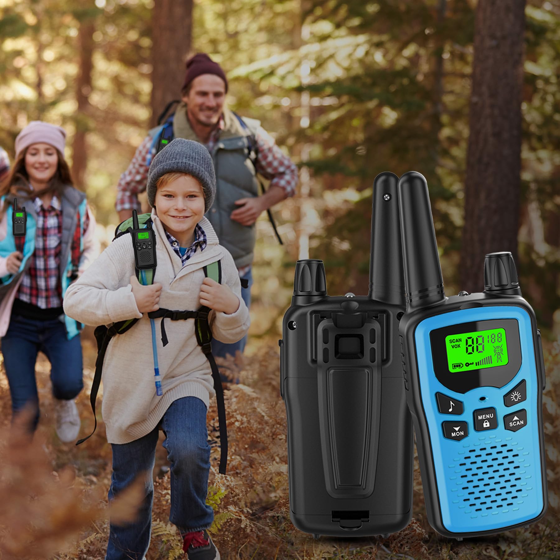 Walkie Talkies,Erelis Long Rang Walkie Talkies With 22 Frs Channels,Walkie Talkies For Adults With Lamp,Vox,Lcd Display For Outd