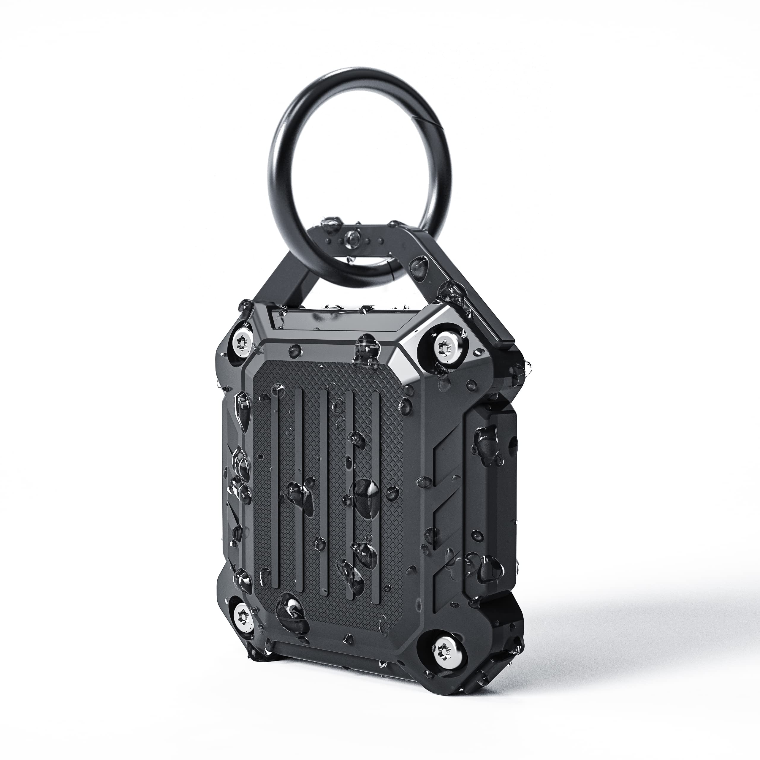 Dovick  Waterproof Airtag Keychain Holder Case,Screw Full Cover Compatible With Apple Air Tag Tracker Key Ring Black 1 Pack