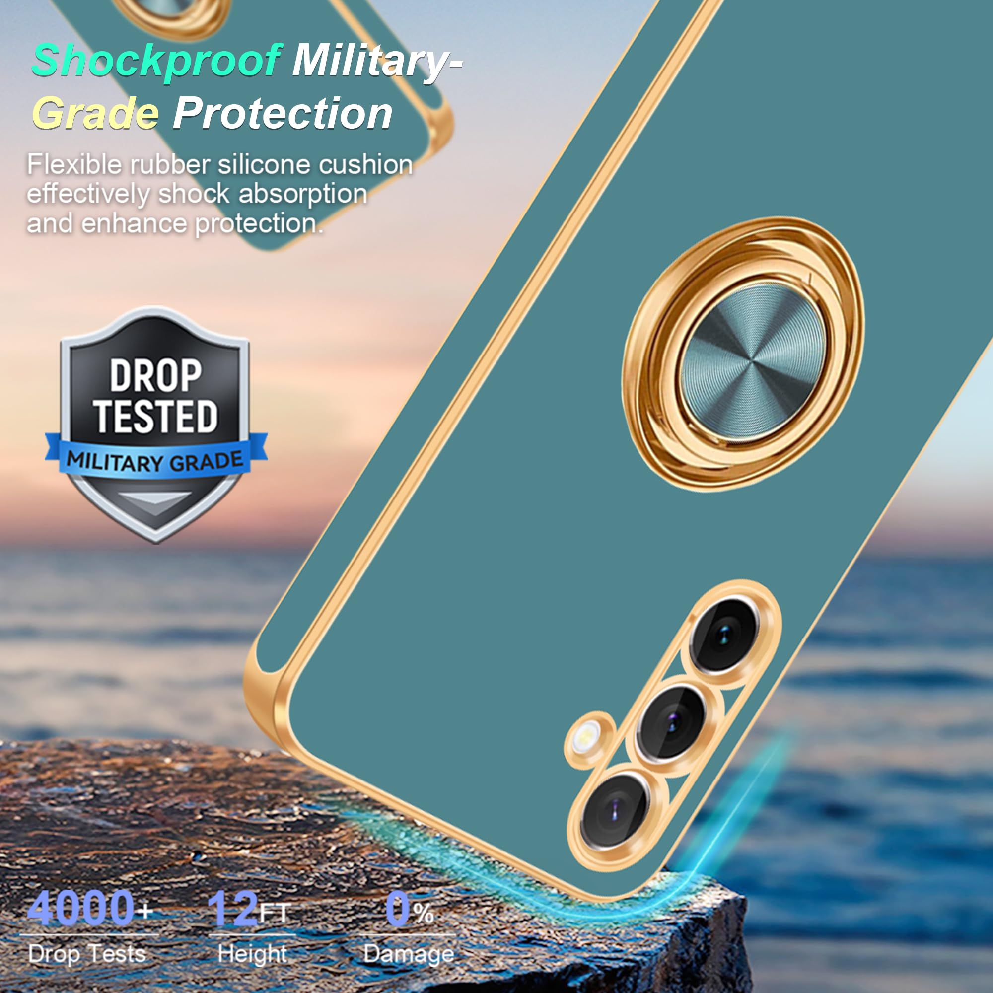 Fingic For Samsung Galaxy S23 Fe Case[With 360 Ring Holder Stand][Support Magnetic Car Mount] Kickstand Case For Women Girls Boy