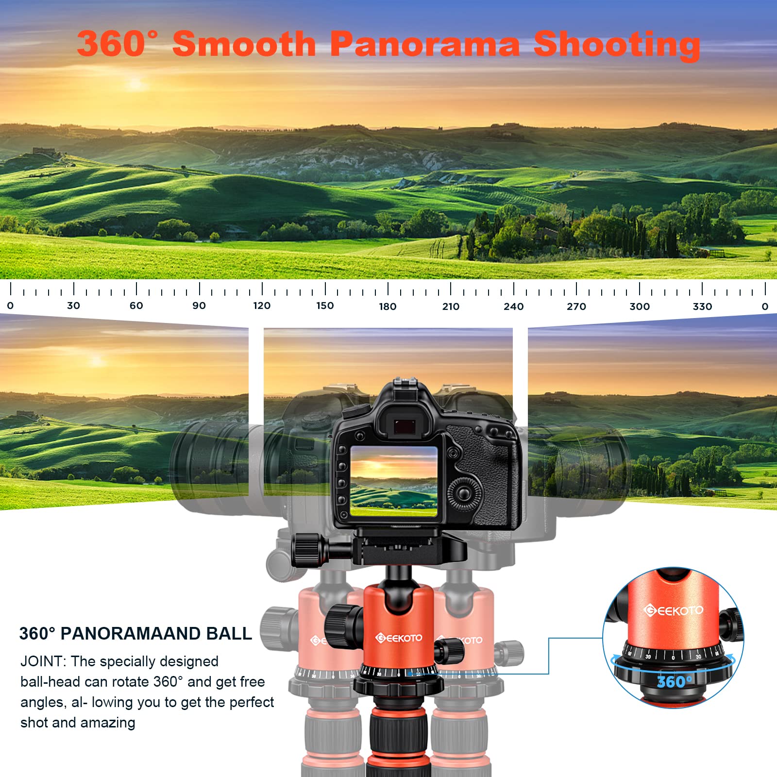 Geekoto 58� Magnetic Tripod, Compact Aluminum Alloy Lightweight Magsafe Camera Tripod With 360 Degree Panorama Ball Head, Professional Camera Tripod For Travelling, Learning And Working