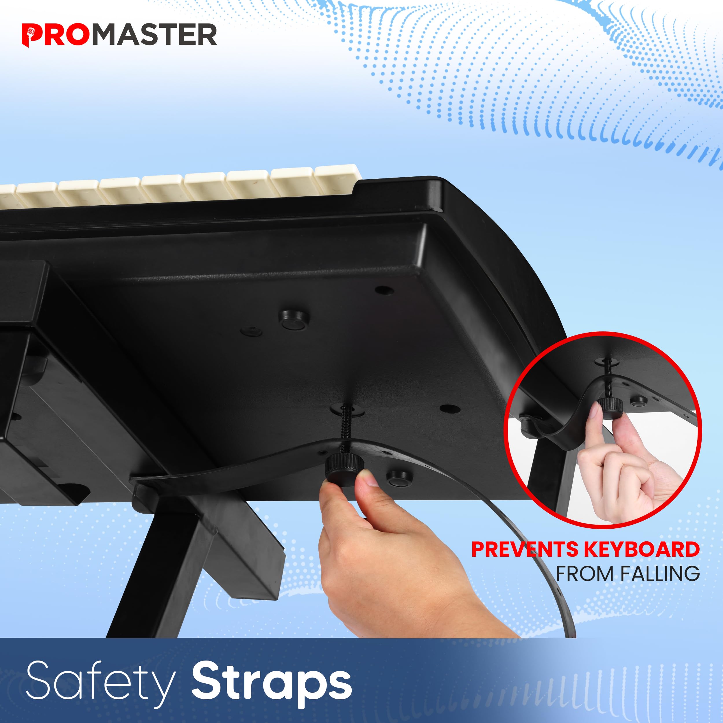 Thepromaster Z-Design Keyboard Stand - 20-34 Inches Adjustable, Portable, Universal, Foam-Padded Arms, Designed Z Style, Digital