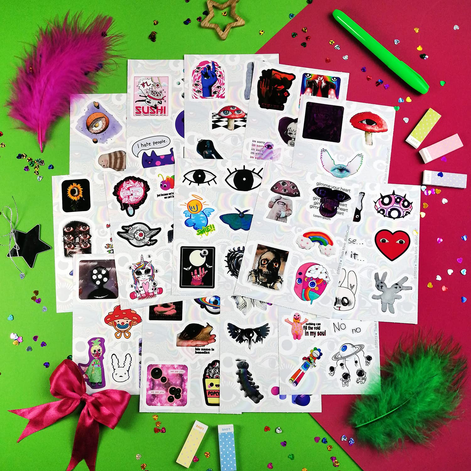 100Pcs Weirdcore Stickers, Weird Stickers For Adults, Weird Gifts, Weird Stuff, Weird Things, Psychedelic Stickers, Trippy Stick