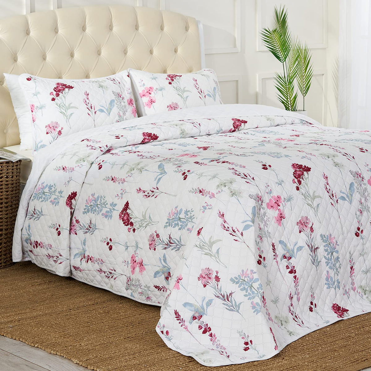 Mellanni Bedspread Coverlet Set   Bedding Cover With Shams   Ultrasonic Quilting Technology   3 Piece Oversized Fullqueen Size Q