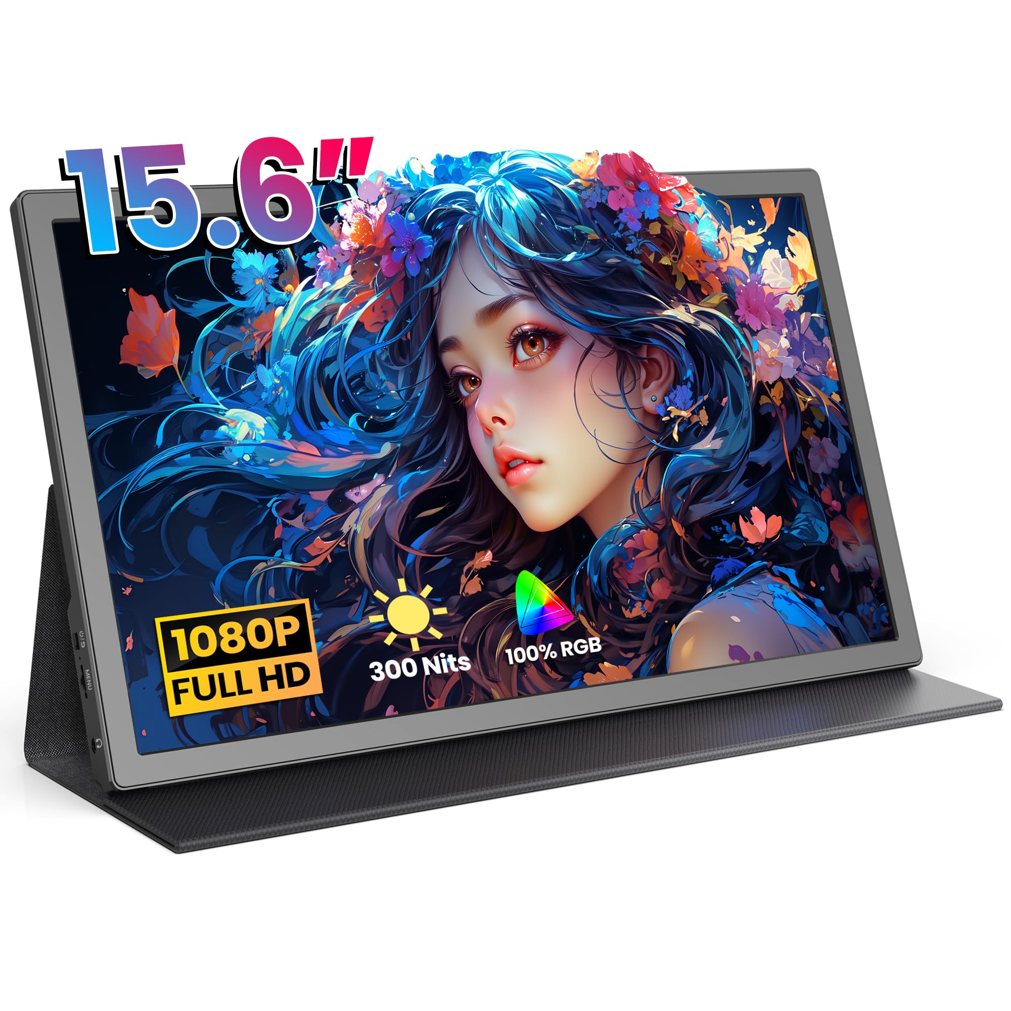 FANGOR 15.6 Inch Portable Monitor, FHD 1080P Monitor for Laptop, HDR IPS Computer Gaming Display, USB-C HDMI Screen Extender wit