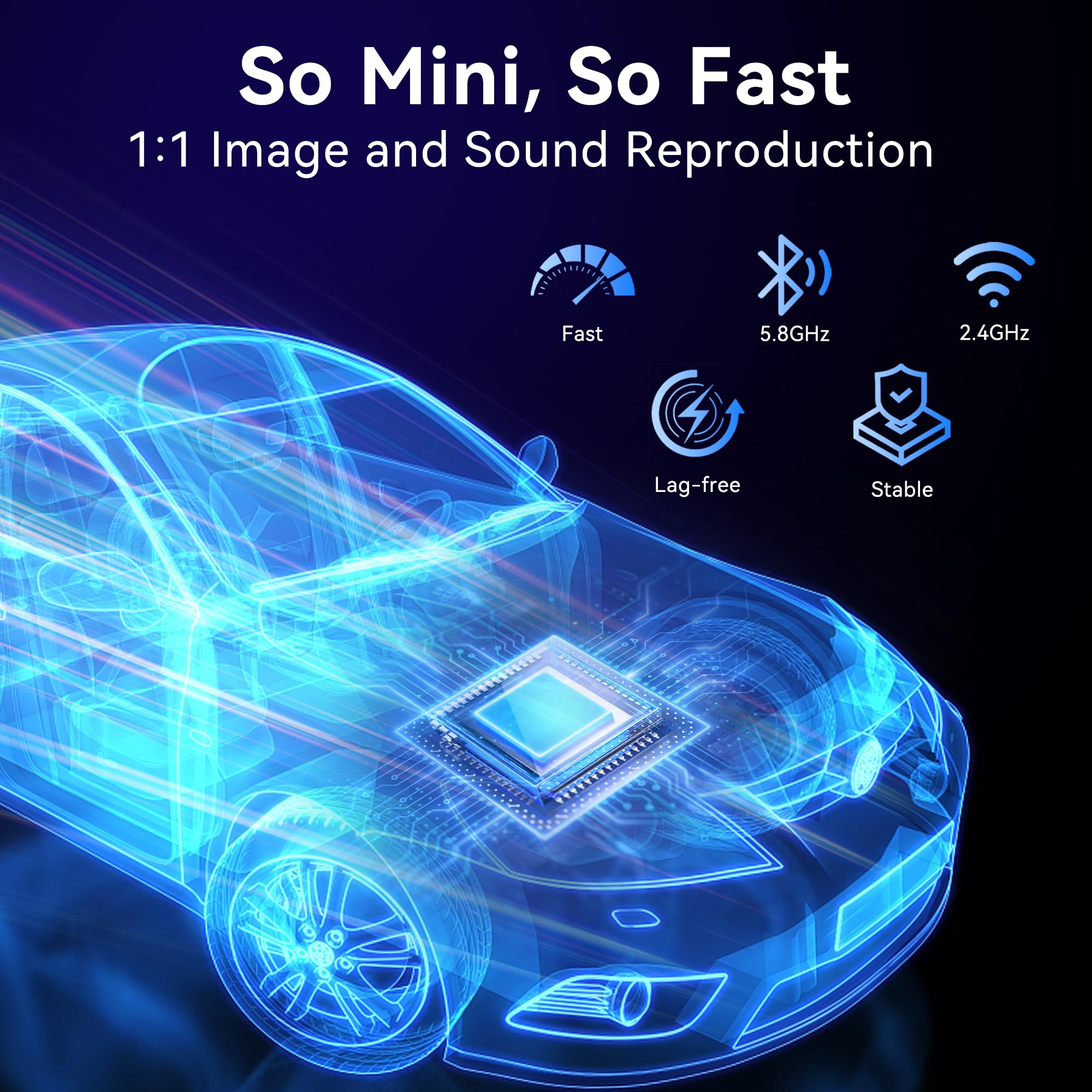 Vnilrgle Android Auto Wireless Adapter, Wireless Carplay Adapter, Latest Nfc Touchscreen Connectivity, Plug And Play For Android