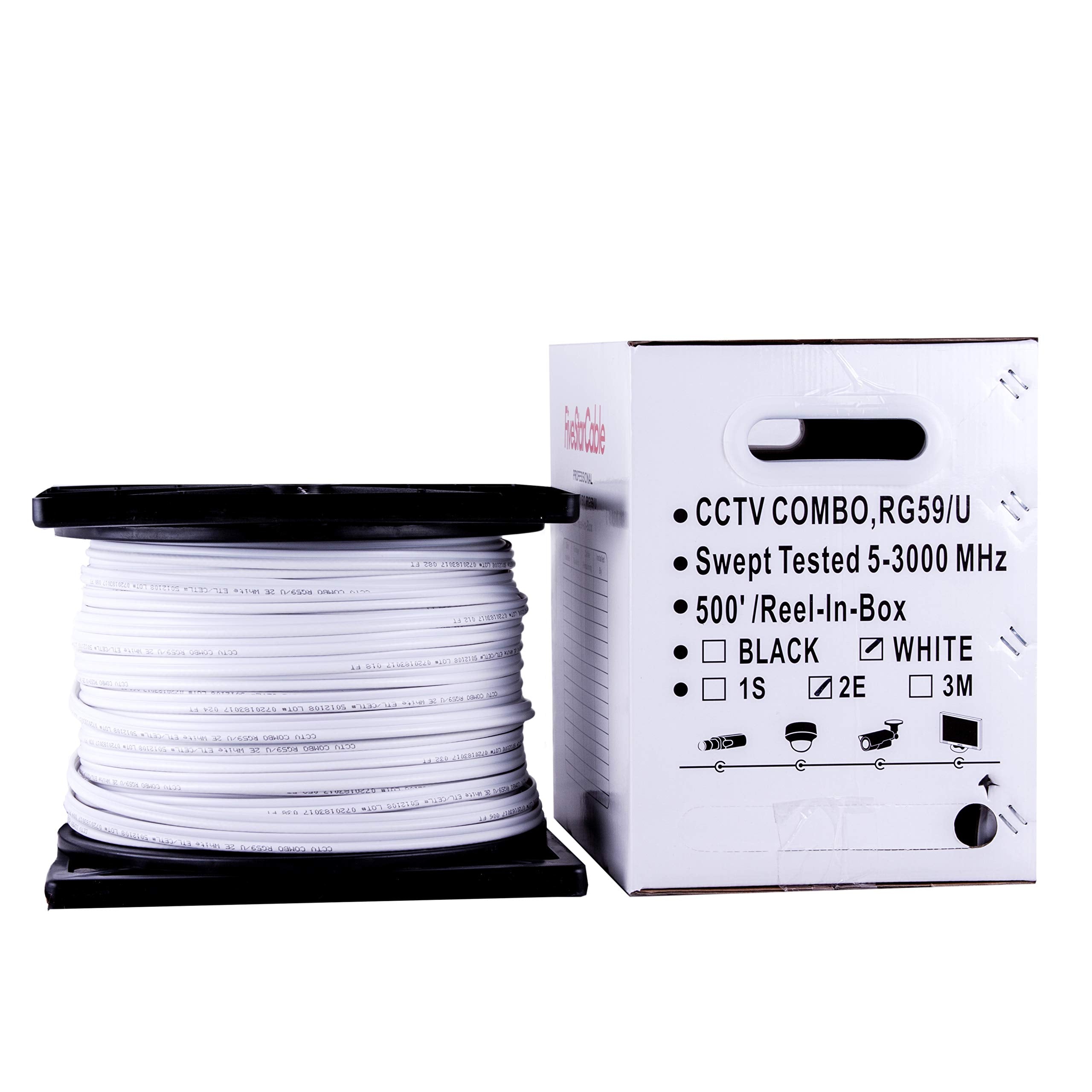 Five Star Cable 500 Ft. Rg59 Siamese Cctv Combo Coaxial Cable   20Awg Rg59 Video + 18/2 18Awg Power For Surviellance Security Sy