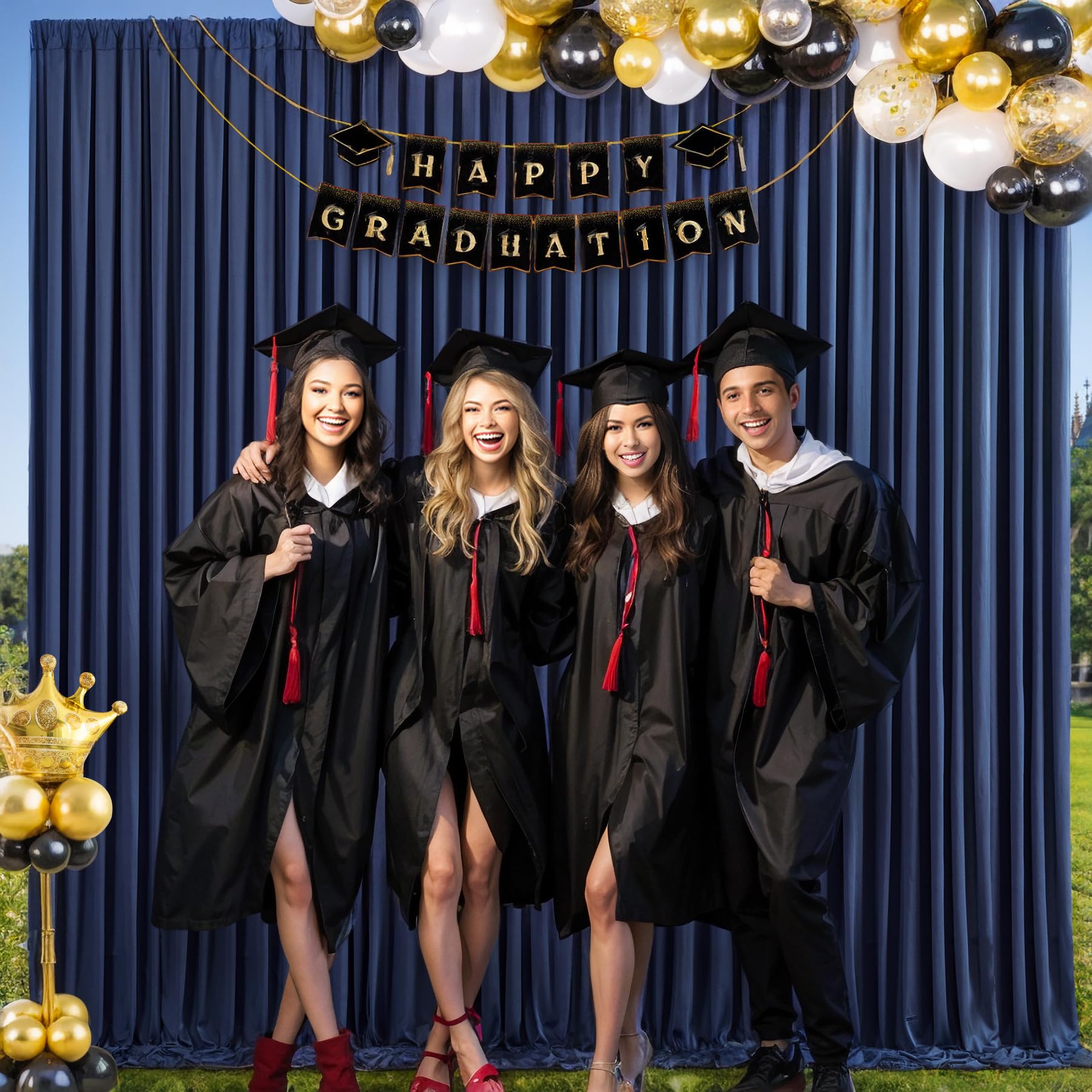 10Ft X 10Ft Navy Blue Backdrop Curtains Panels For Party Wrinkle Free Fabric Backdrop Drapes Decorations Cloth For Wedding Baby