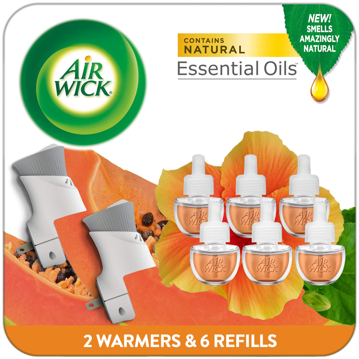 Air Wick Plug In Scented Oil Starter Kit, 2 Warmers + 6 Refills, Hawaii, Essential Oils, Air Freshener