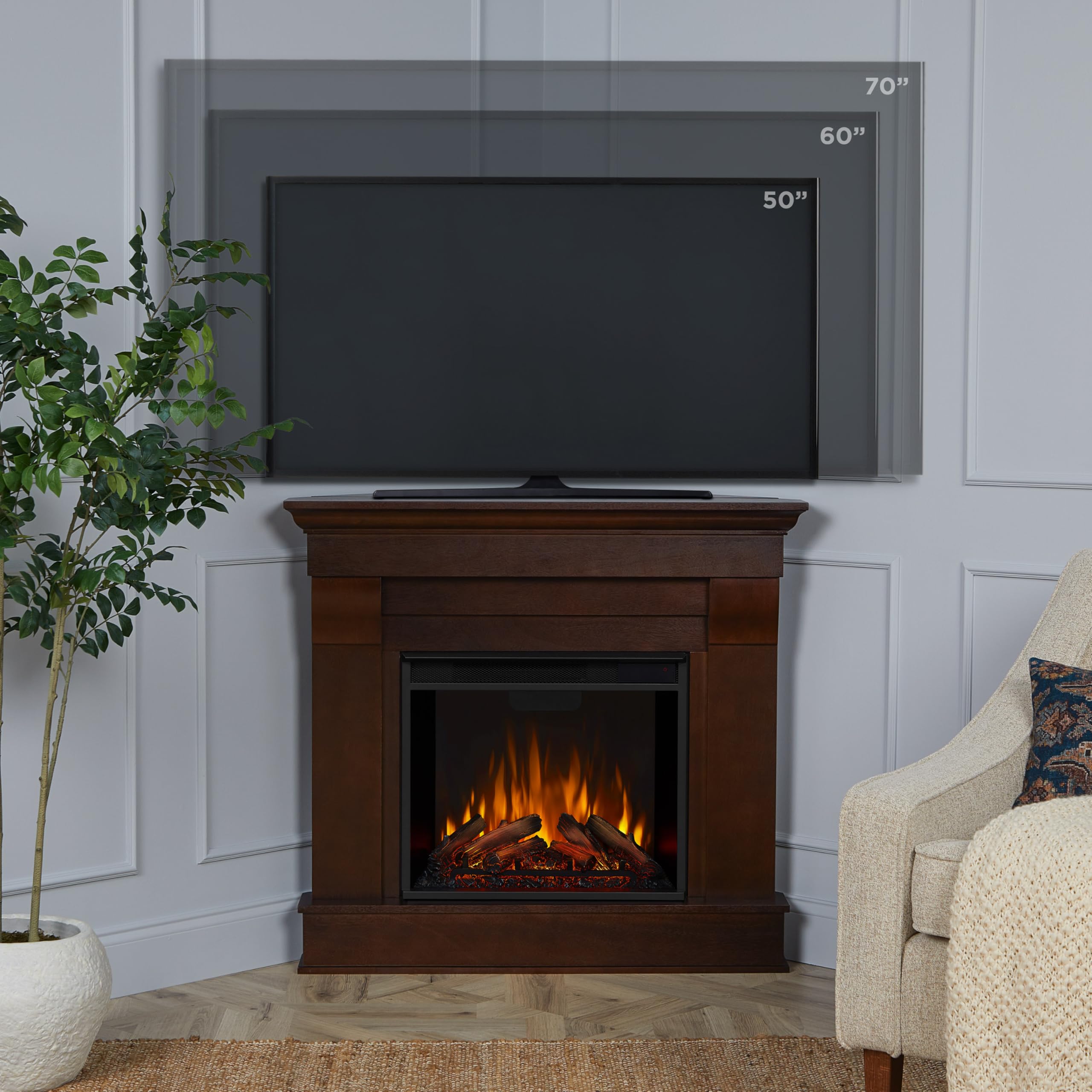 Real Flame Chateau 41'' Corner Electric Fireplace In Dark Walnut