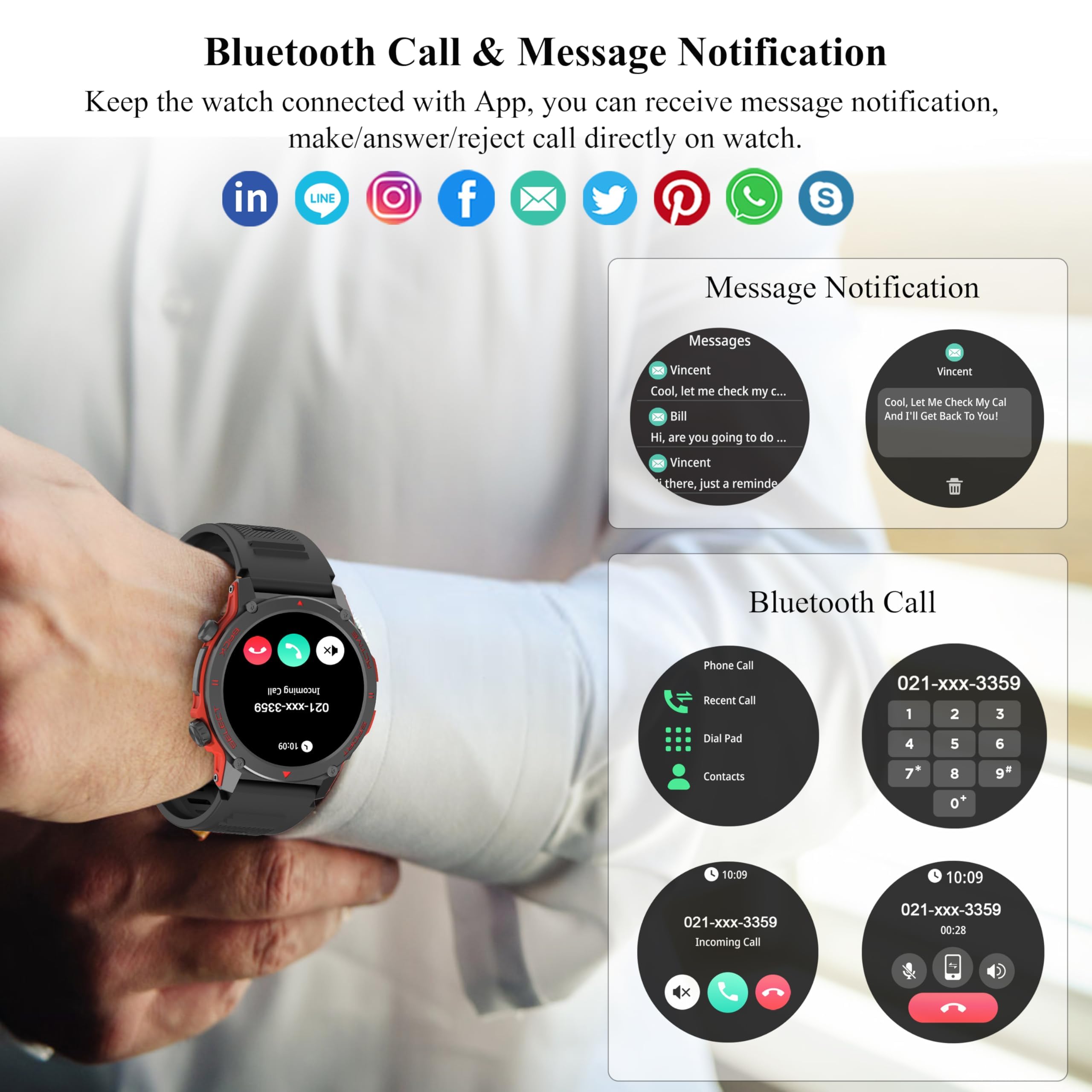 Smart Watch, 1.43 ' 'Amoled 45Mm Military Smartwatch Men Women Answer/Make Call, Digital Fitness Watch, 110+ Sports, Blood Press