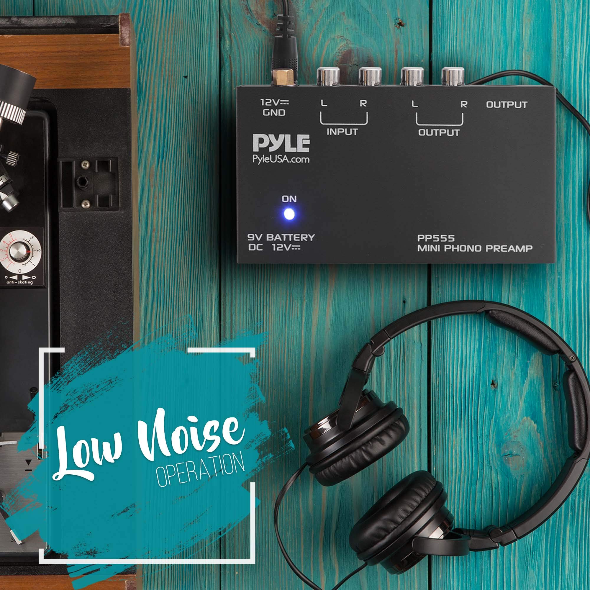 Pyle Phono Turntable Preamp - Mini Electronic Audio Stereo Phonograph Preamplifier With 9V Battery Compartment, Separate Dc 12V