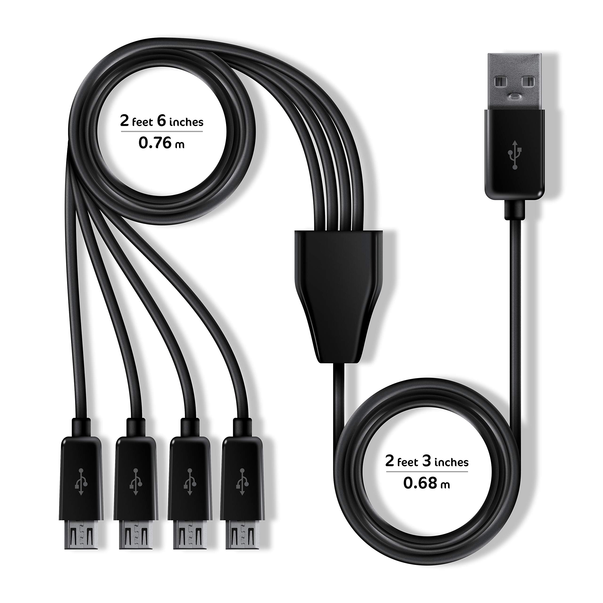 My Arcade My Arcade Multi Cable   Usb Splitter Cable For Micro Player Mini Arcade Cabinets   1 Usb A To 4 Micro Usb   Connects U