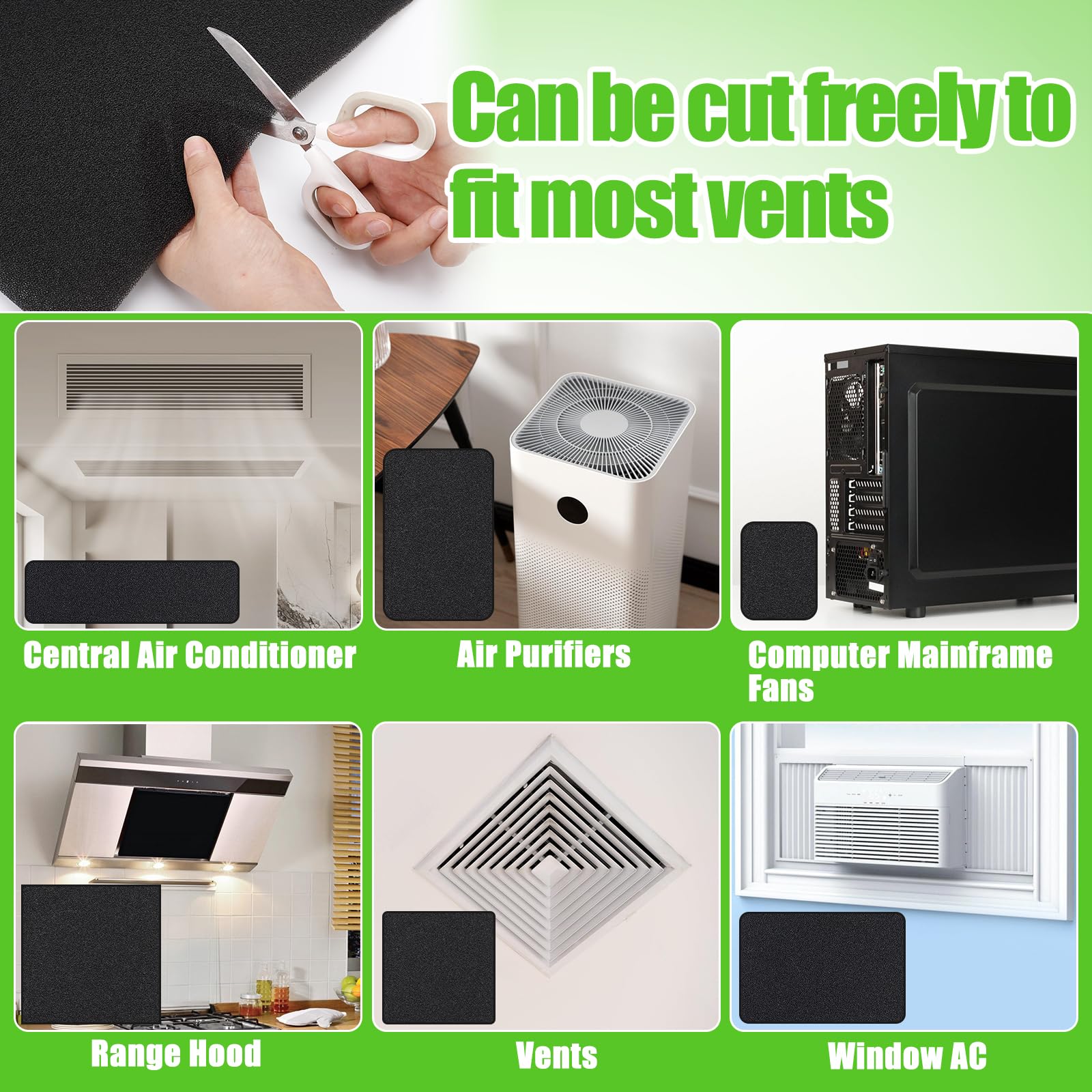 15.7'' X 59'' Extra Large Cuttable Air Conditioner Filters   Cut To Fit Carbon Pad Air Purifier Filters, Washable Reusable Foam