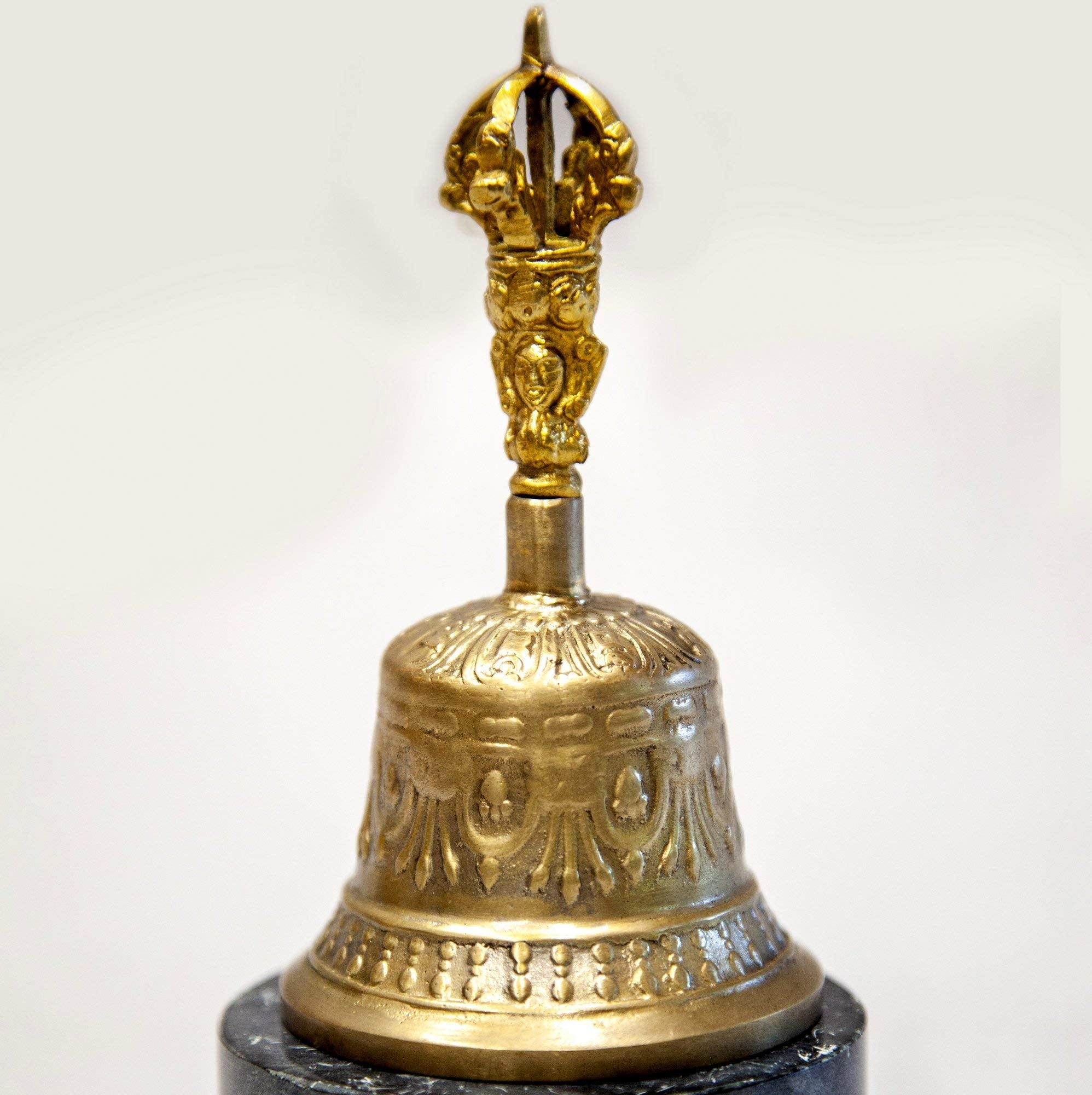 Tibetan 5.5'' Bell With Wooden Stick 7 Metal