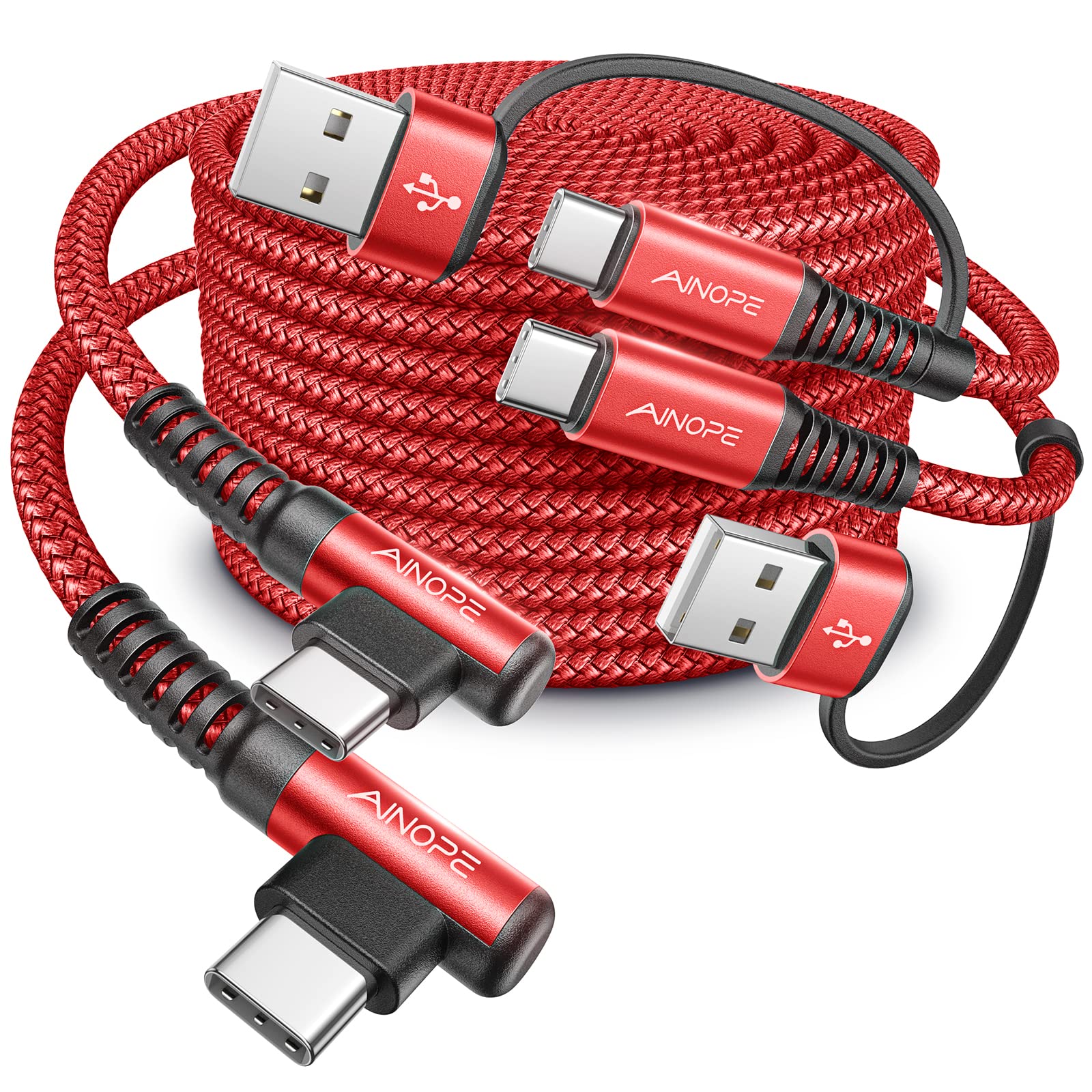 Ainope Usb C To Usb C Cable 60W 2 Pack 6.6Ft Type C To Type C Fast Charging Cable Charger Right Angle Compatible With Samsung S2