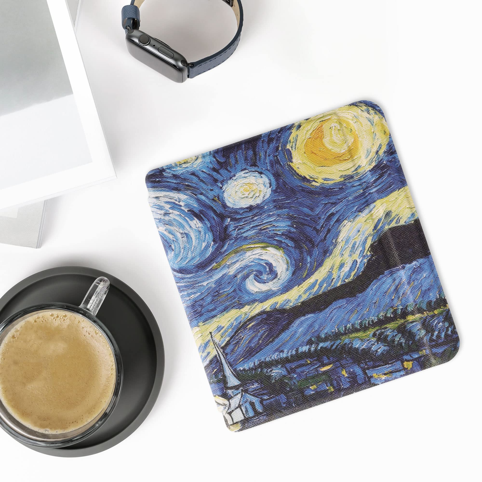 Kwmobile Case Compatible With Kobo Libra 2 Case   Ereader Cover   Starry Night Blue/Yellow