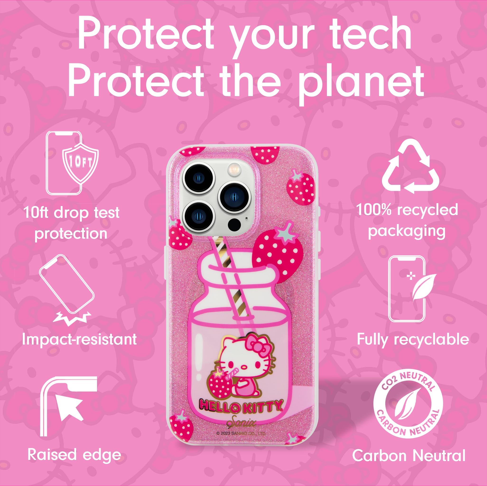 Sonix X Sanrio Case For Iphone 15 Pro | Compatible With Magsafe | 10Ft Drop Tested | Hello Kitty Strawberry Milk