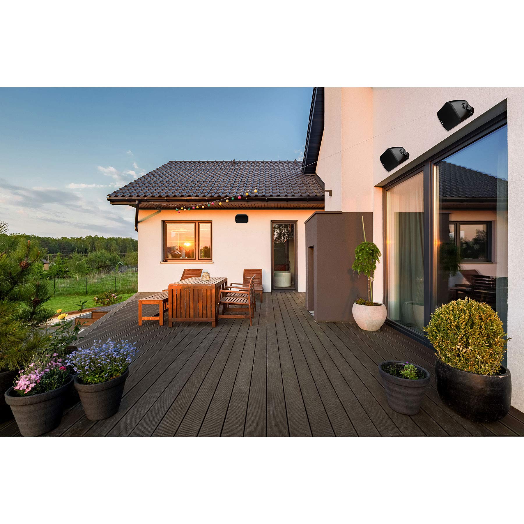 Dayton Audio Io65Xtb 6-1/2 Ip66 70/100V 8 Ohm Indoor/Outdoor 2-Way Speaker Pair W/Radiator Black