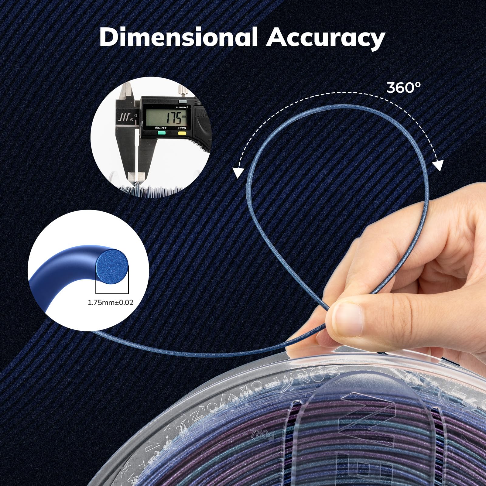 Amolen Pla 3D Printer Filament, Galaxy Gradient Color Changing With Light Filament 1.75Mm,Shiny Sparkle 3D Printing Filament For