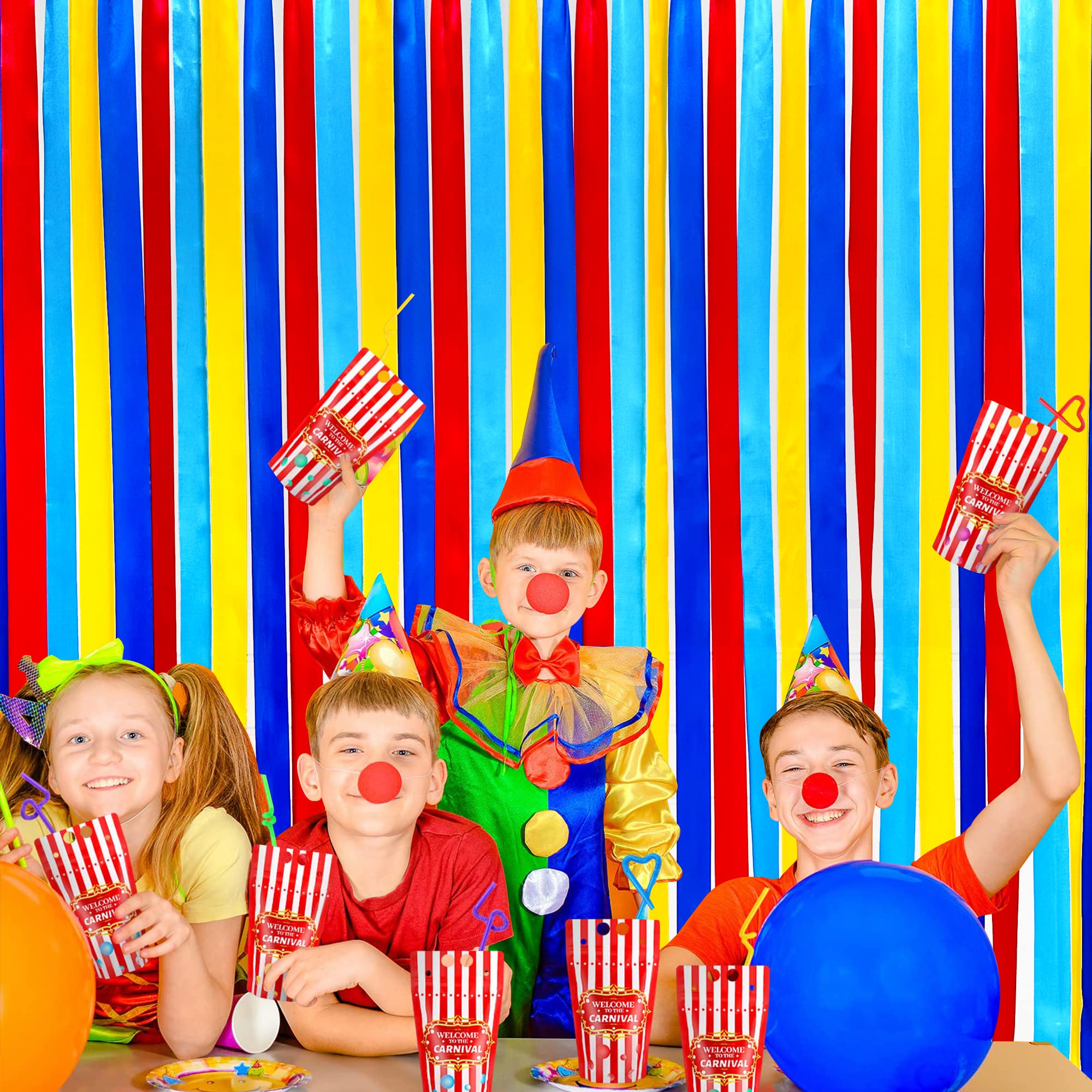 Red Blue And Yellow Party Decorations Ribbon Fringe Hanging Curtain Streamer Backdrop Garlands For Carnival Circus Clown Fiesta