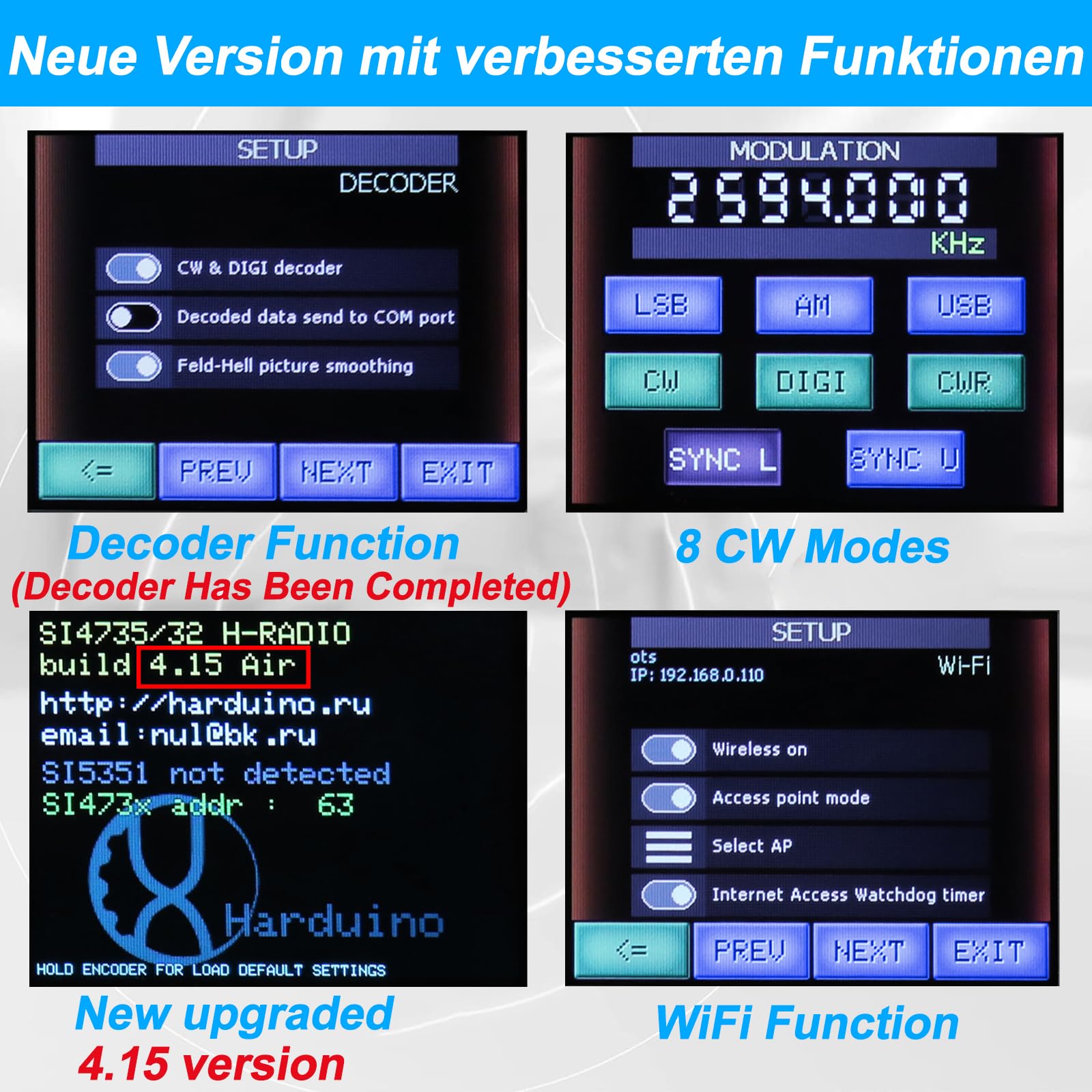 Si4732 Ats 25 Max Decoder Radio Receiver,Version 4.17 Adds Cw, Rtty Decoding Function, Wifi Function, Four Audio Spectrum, Dsp R