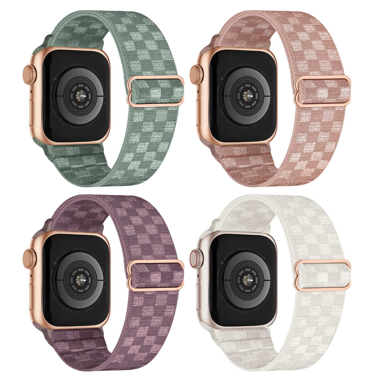 Stretchy Nylon Solo Loop Compatible With Apple Watch Band 38Mm 40Mm 41Mm 42Mm 44Mm 45Mm 49Mm, Adjustable Braided Sport Elastic W